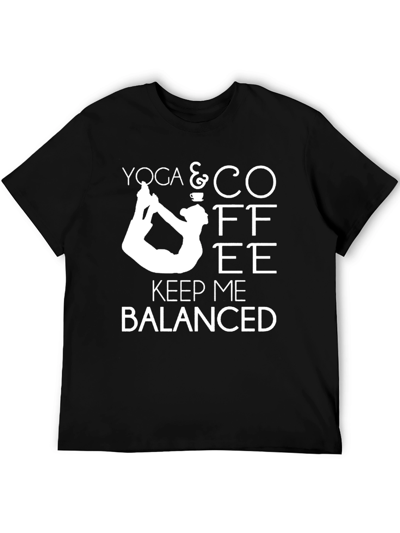 Yoga & Coffee Balanced Mens Black T-Shirt