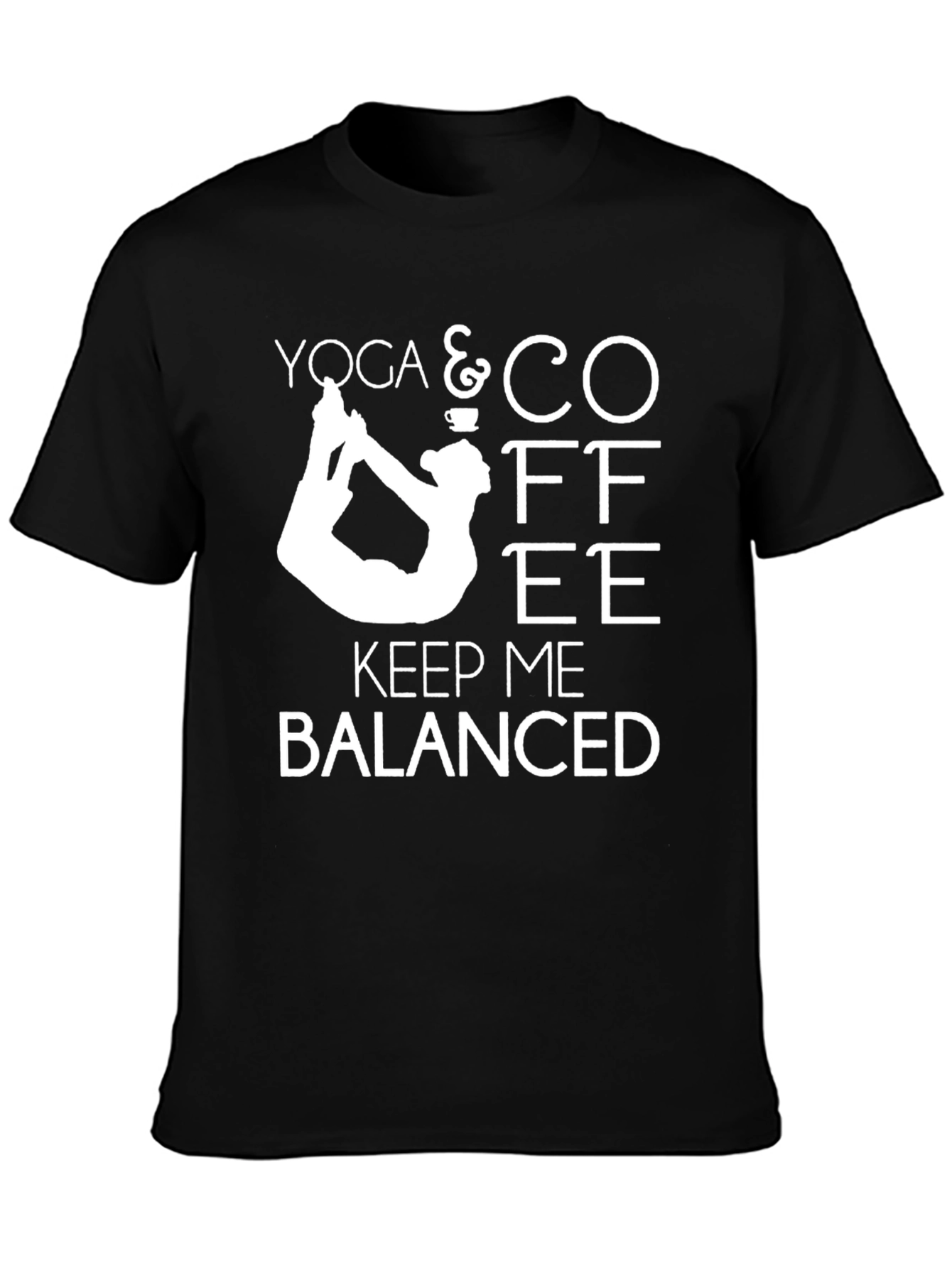 Yoga & Coffee Balanced Mens Black T-Shirt