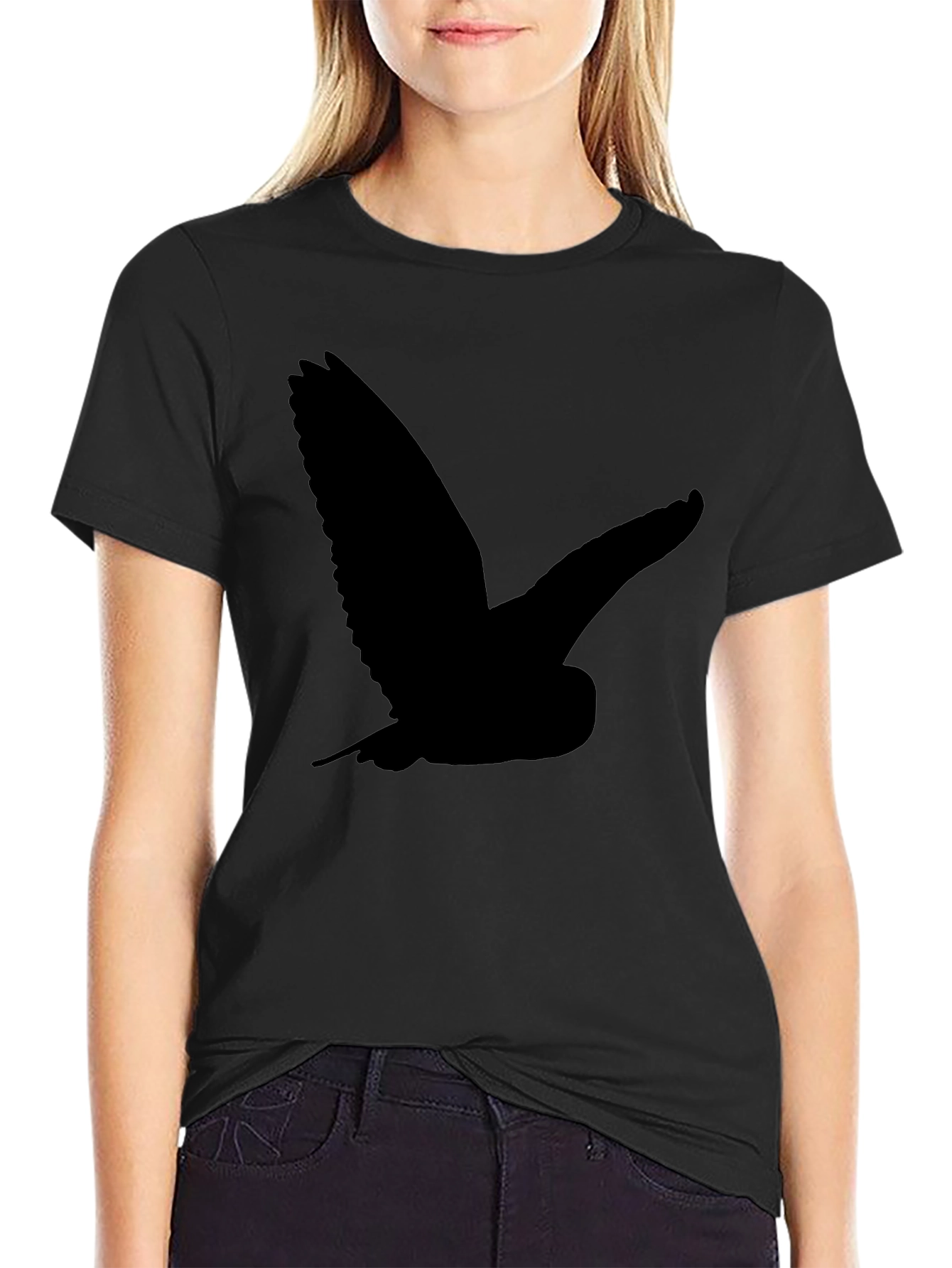 Mens Black T-Shirt with Owl Silhouette
