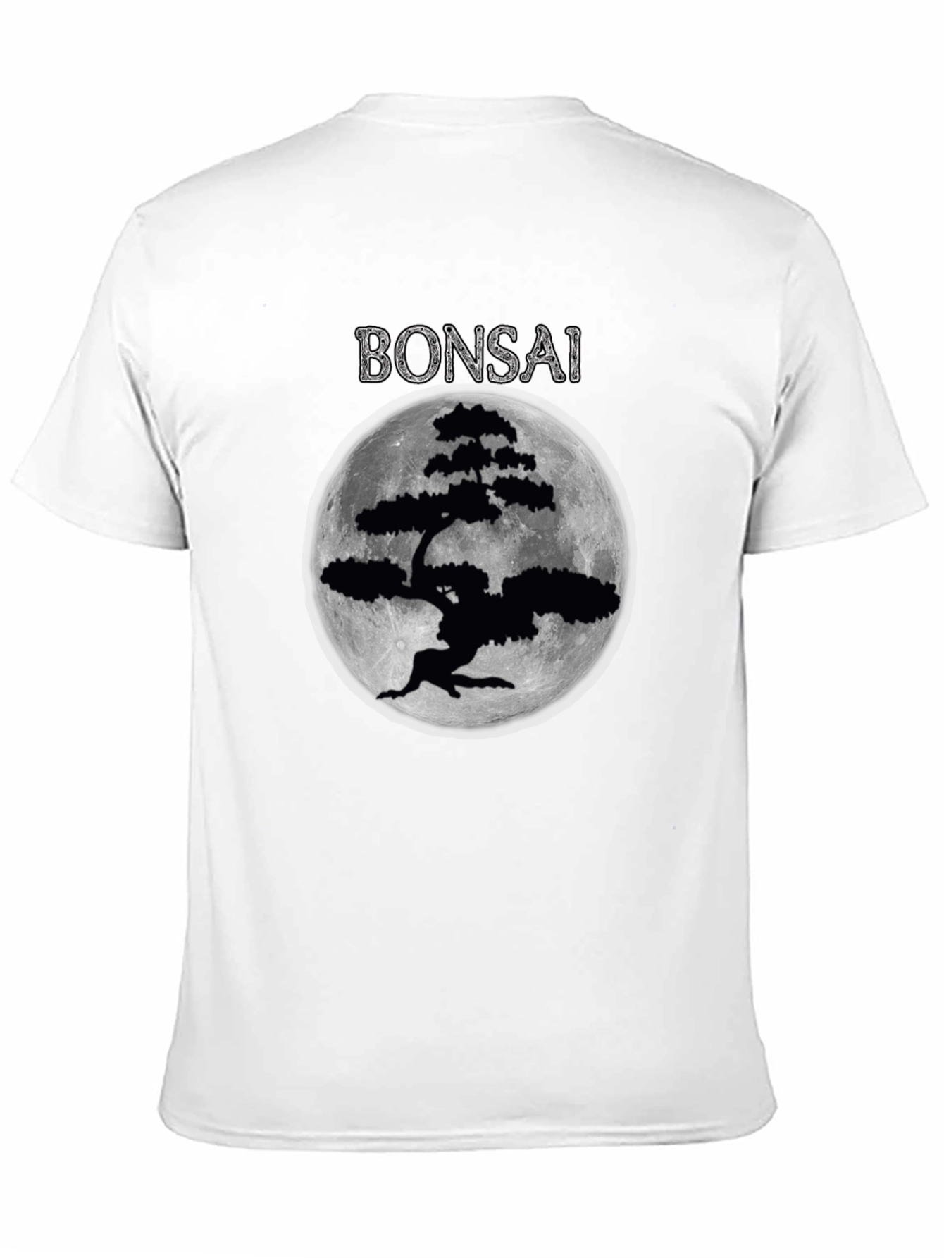 Bonsai Tree Moon Graphic T-Shirt - Black