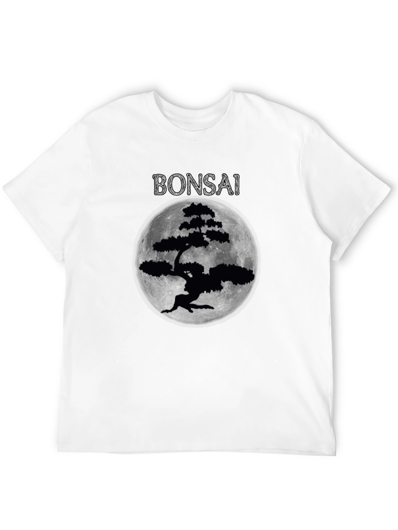 Bonsai Tree Moon Graphic T-Shirt - Black