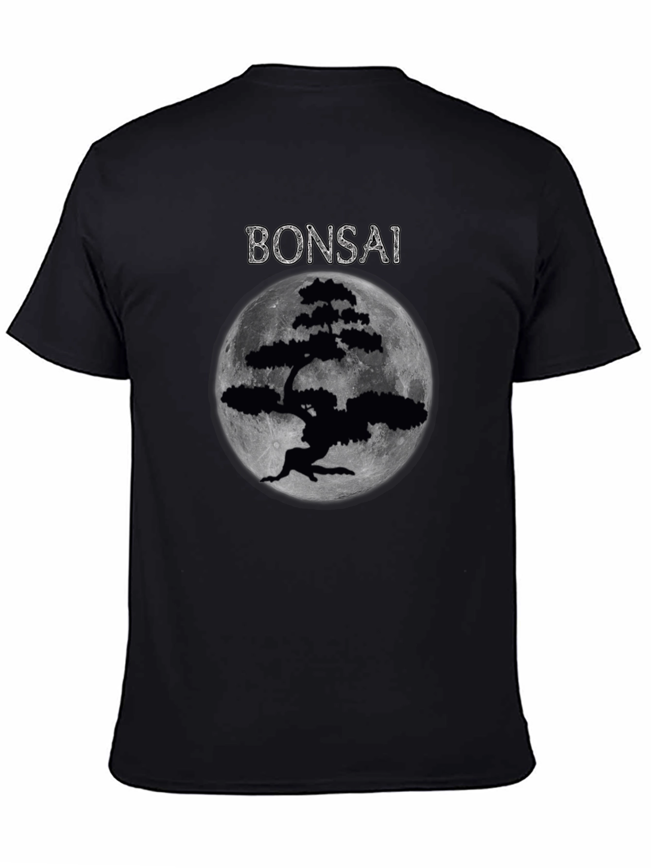 Bonsai Tree Moon Graphic T-Shirt - Black