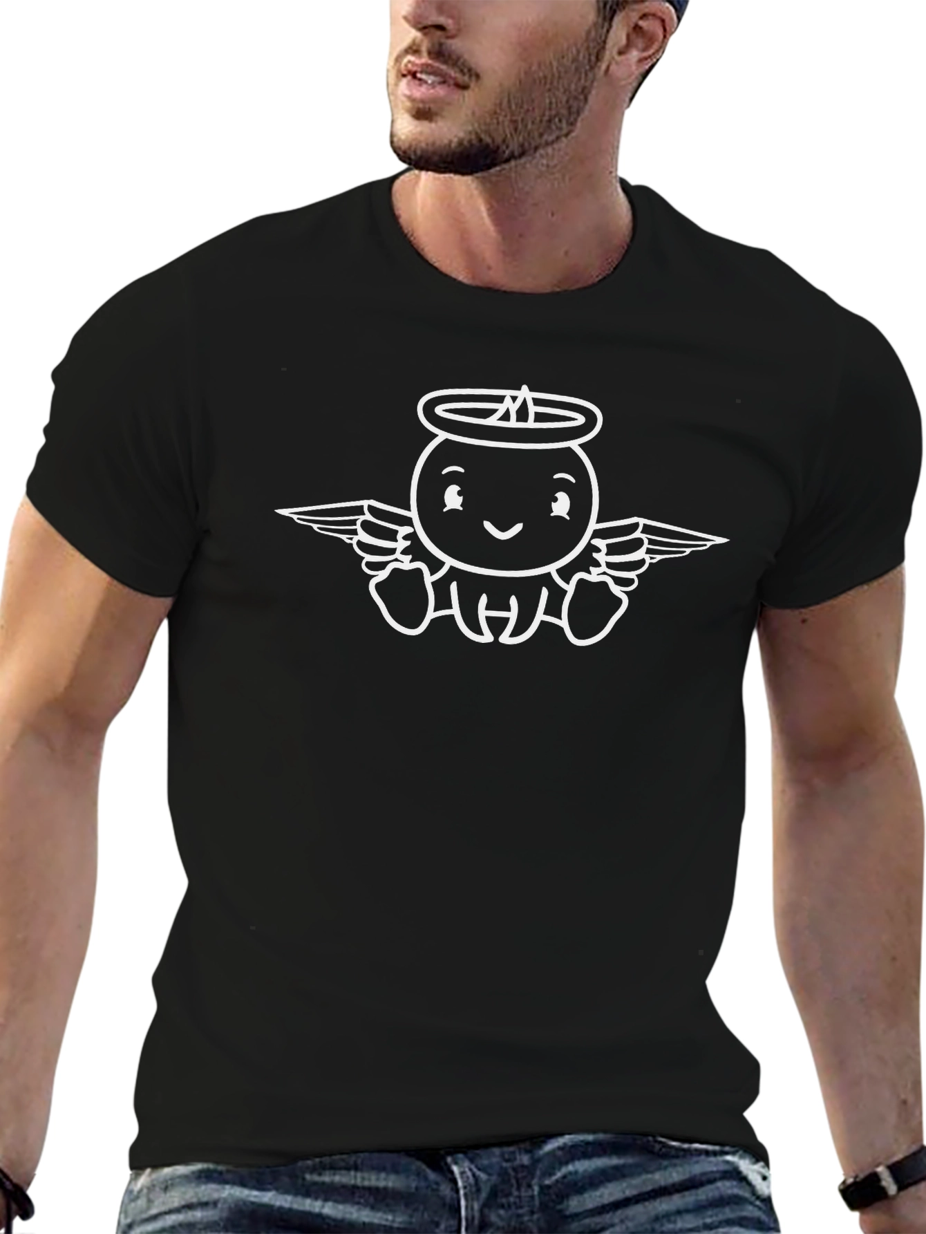 Angel Baby Graphic T-Shirt - Black Cotton Tee