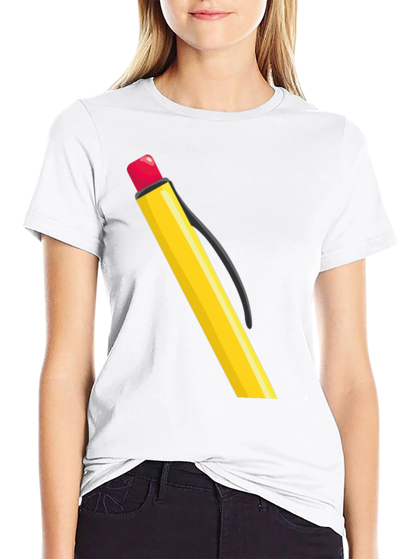 Pencil Graphic Tee - Black Cotton Casual Wear