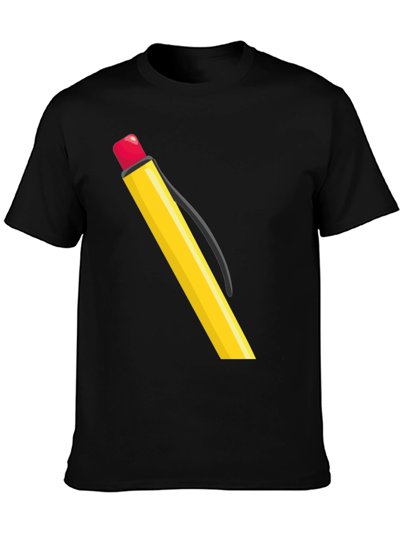 Pencil Graphic Tee - Black Cotton Casual Wear