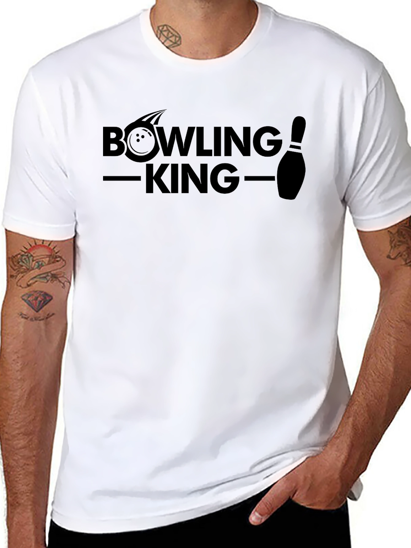 Bowling King Black Graphic T-Shirt