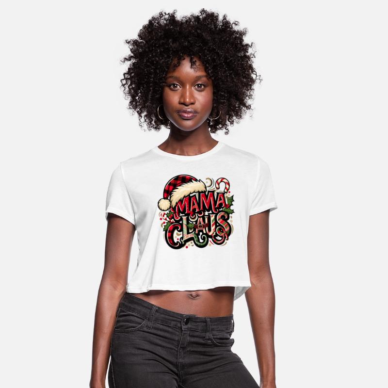 Festive 'Mama Claus' Christmas T-Shirt with Plaid