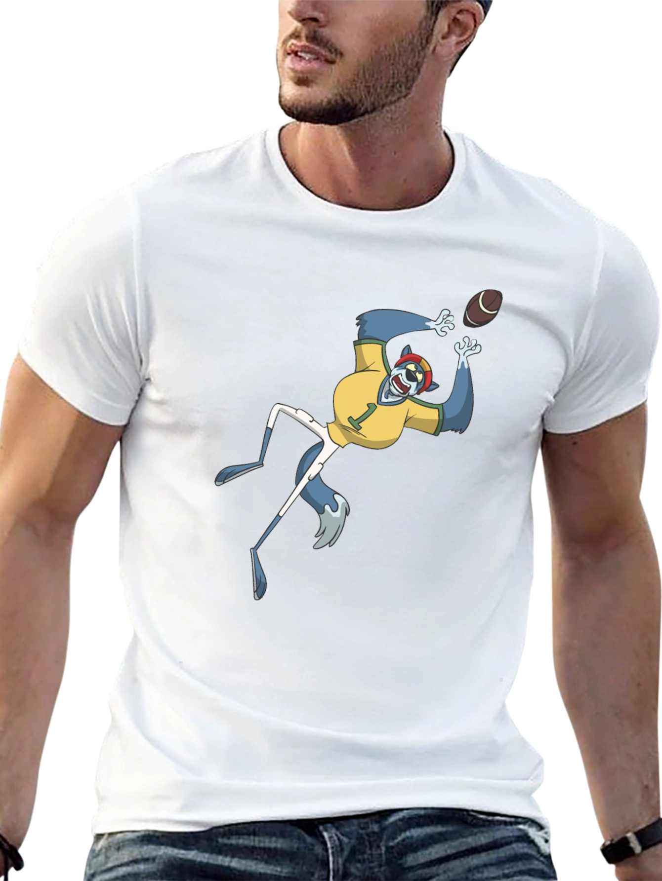 Wolf Football Player Graphic T-Shirt