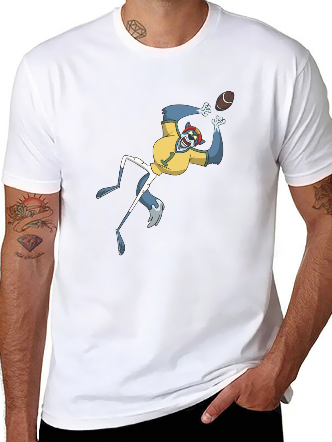 Wolf Football Player Graphic T-Shirt