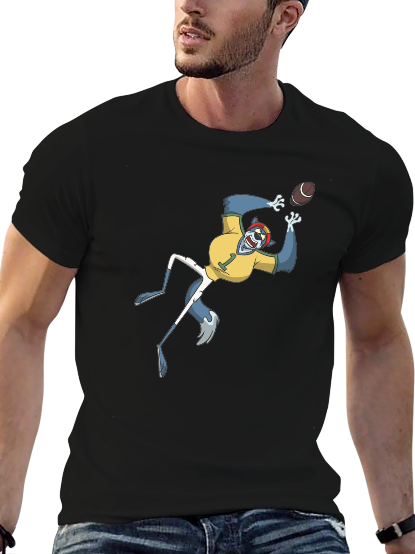 Wolf Football Player Graphic T-Shirt