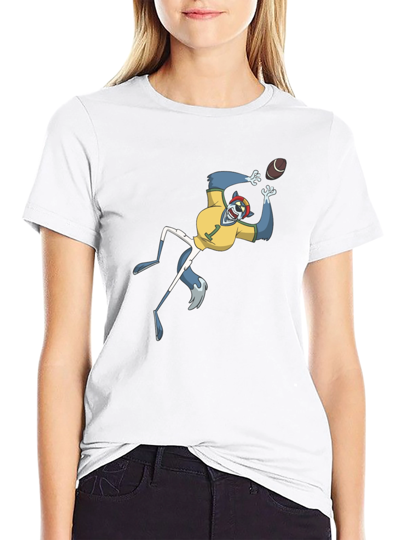 Wolf Football Player Graphic T-Shirt