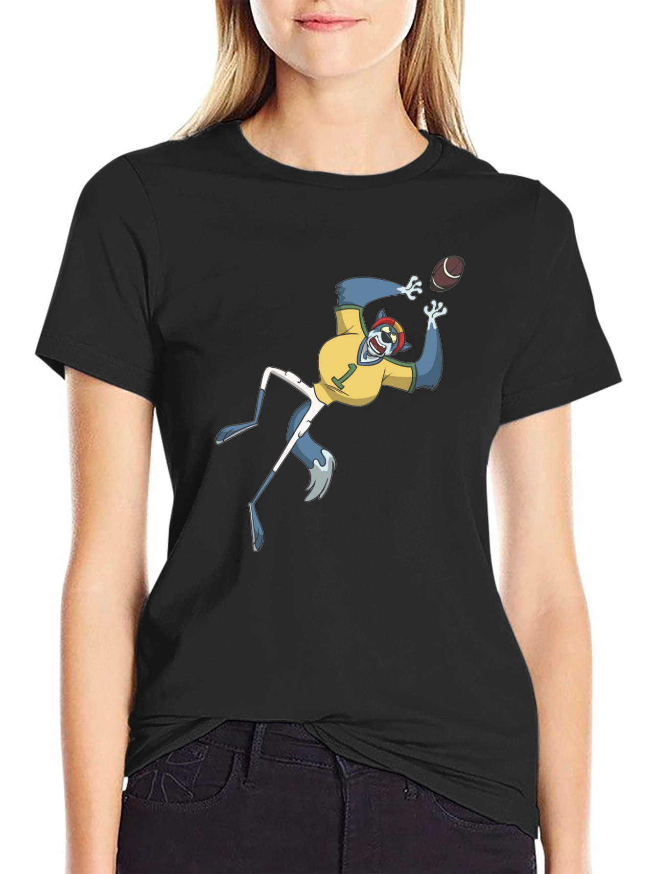 Wolf Football Player Graphic T-Shirt