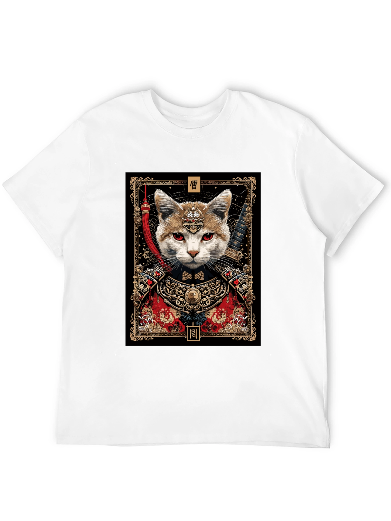 Samurai Cat Graphic Tee - Unique Design