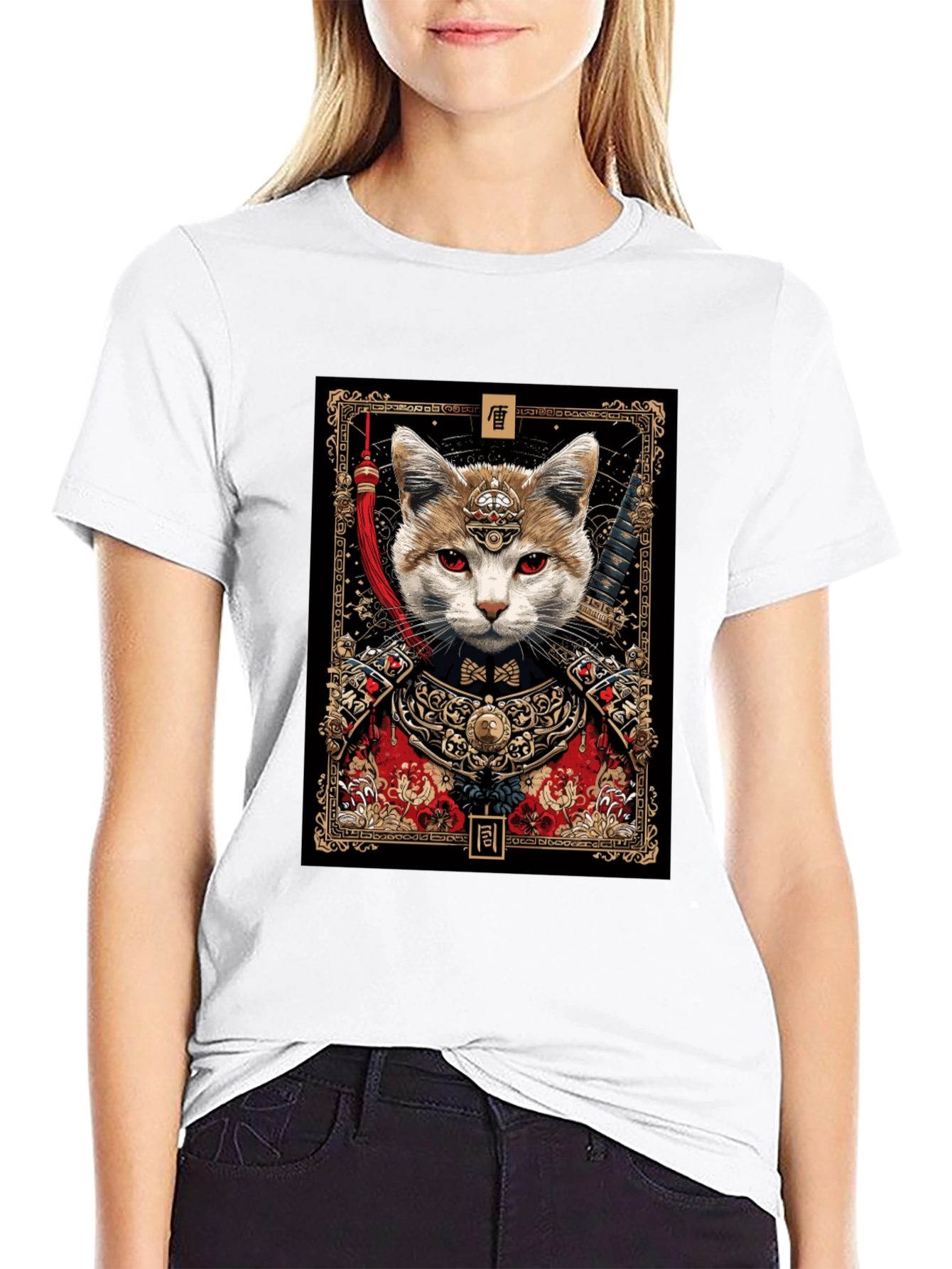 Samurai Cat Graphic Tee - Unique Design
