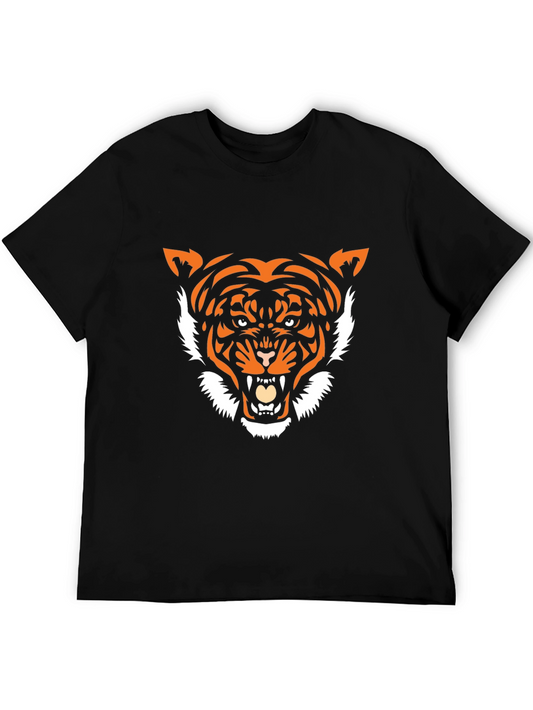 Tiger Graphic Print Crew Neck T-Shirt - Bold Style