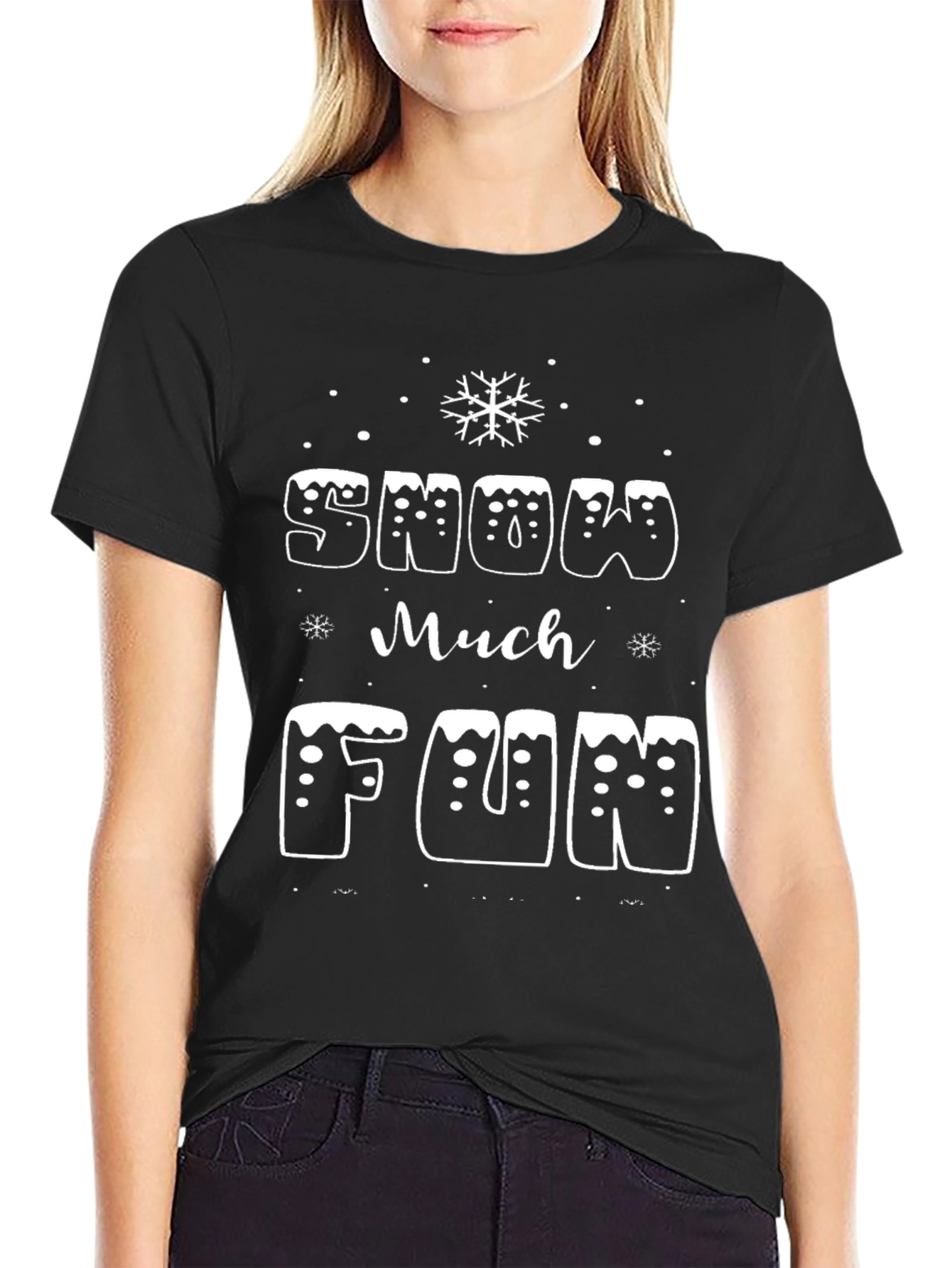 Snow Much Fun Black Graphic T-Shirt