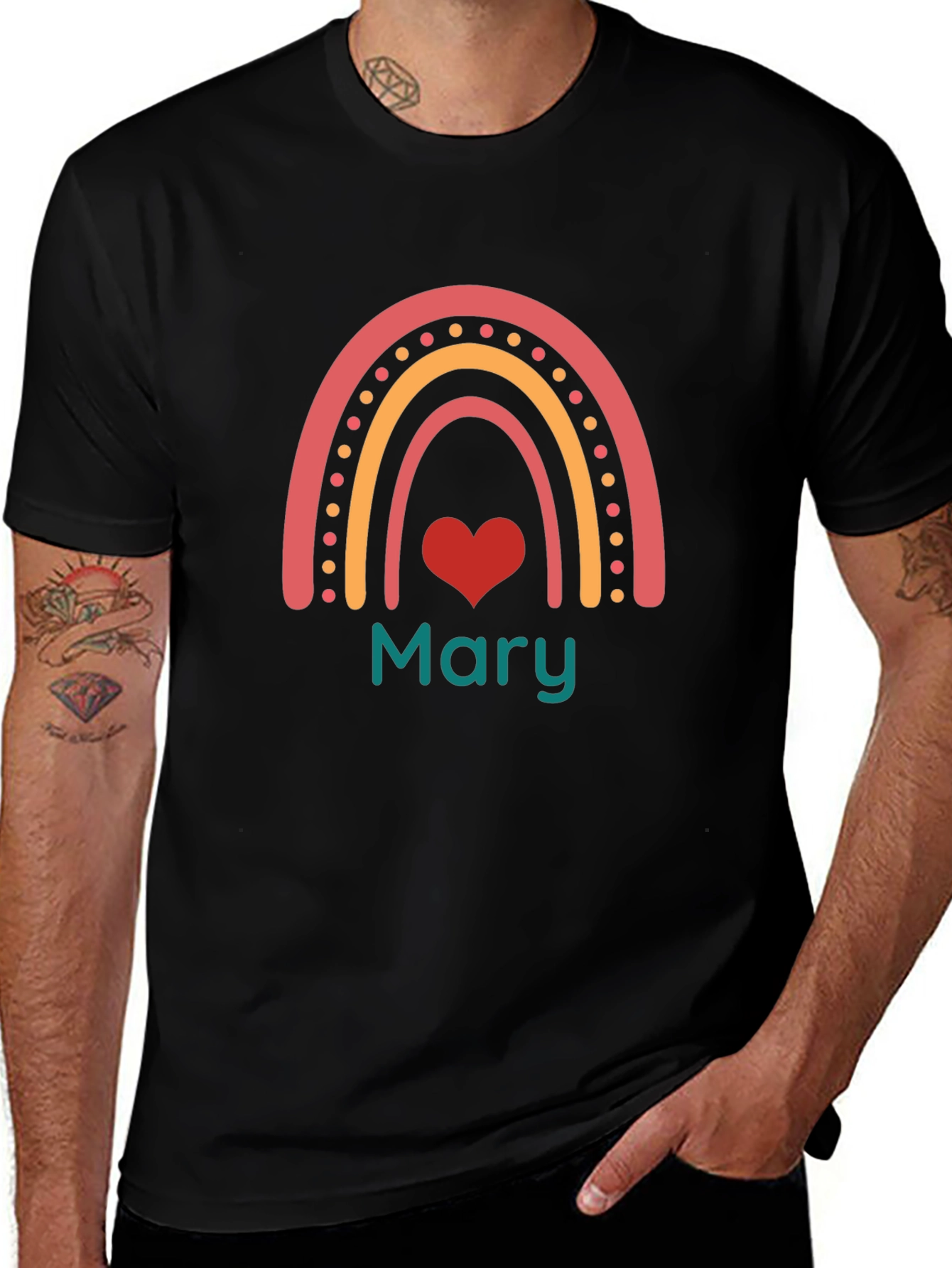 Personalized Rainbow Mary Heart T-Shirt