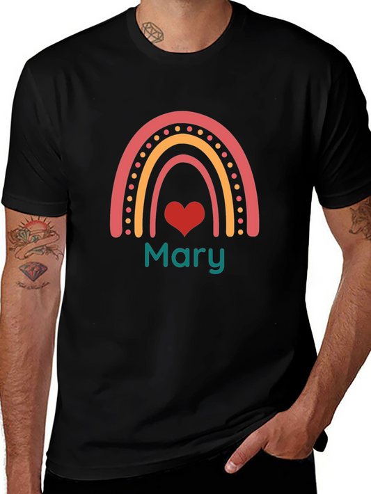 Personalized Rainbow Mary Heart T-Shirt