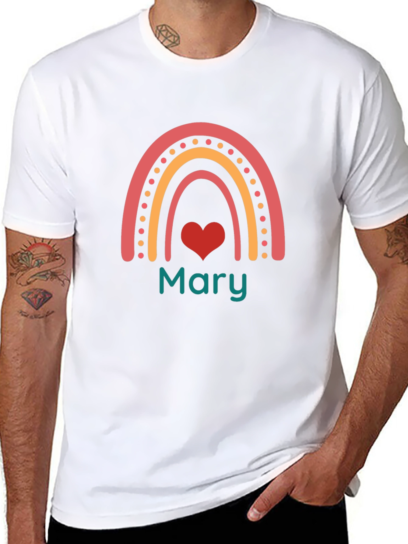 Personalized Rainbow Mary Heart T-Shirt