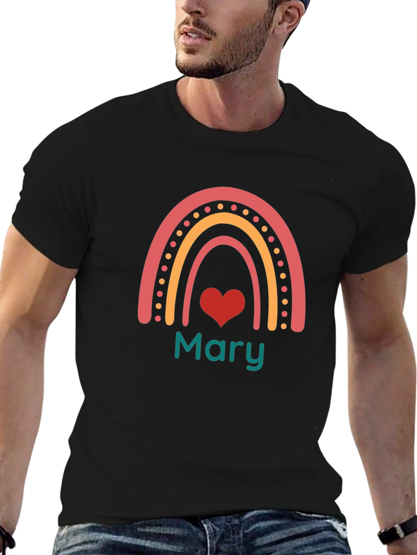 Personalized Rainbow Mary Heart T-Shirt