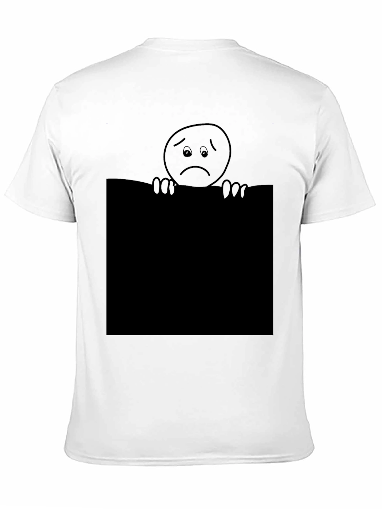 Sad Face Graphic T-Shirt - Black Crew Neck