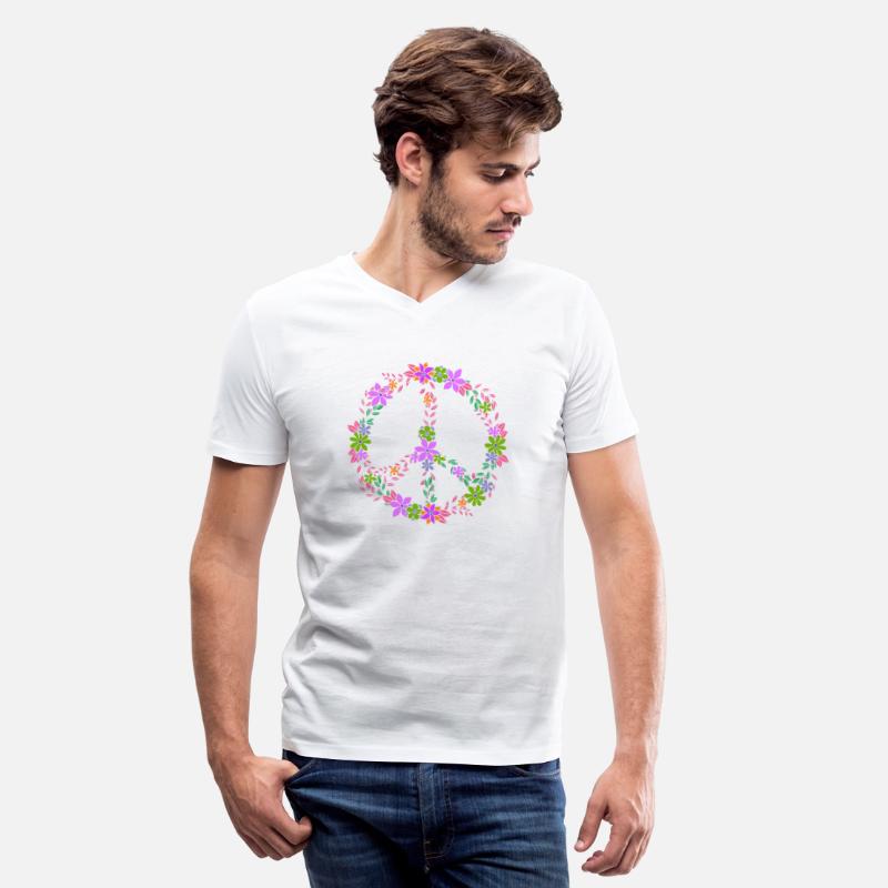 Floral Peace Symbol with Vibrant Colors