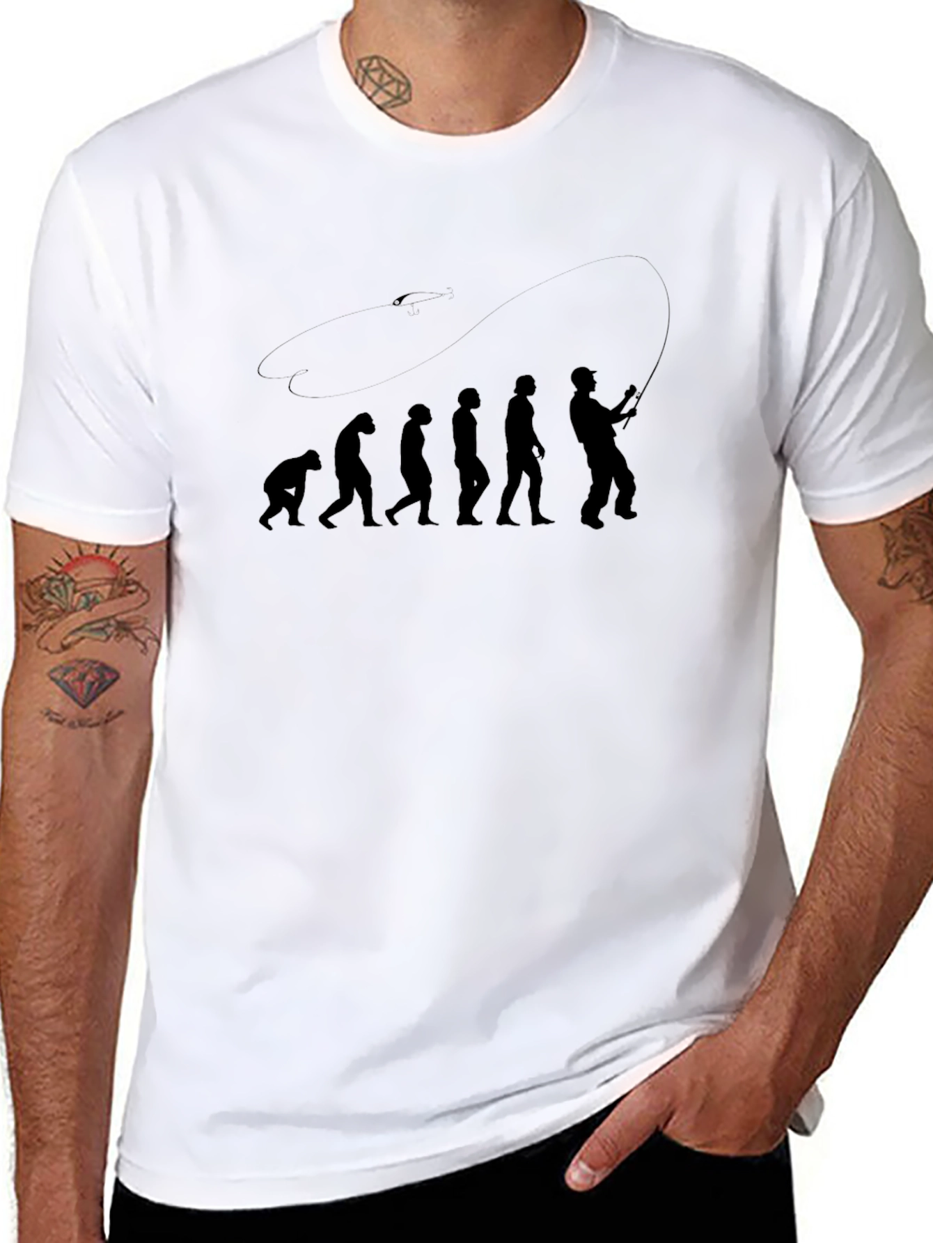Evolution of Fishing T-Shirt - Black Cotton Tee
