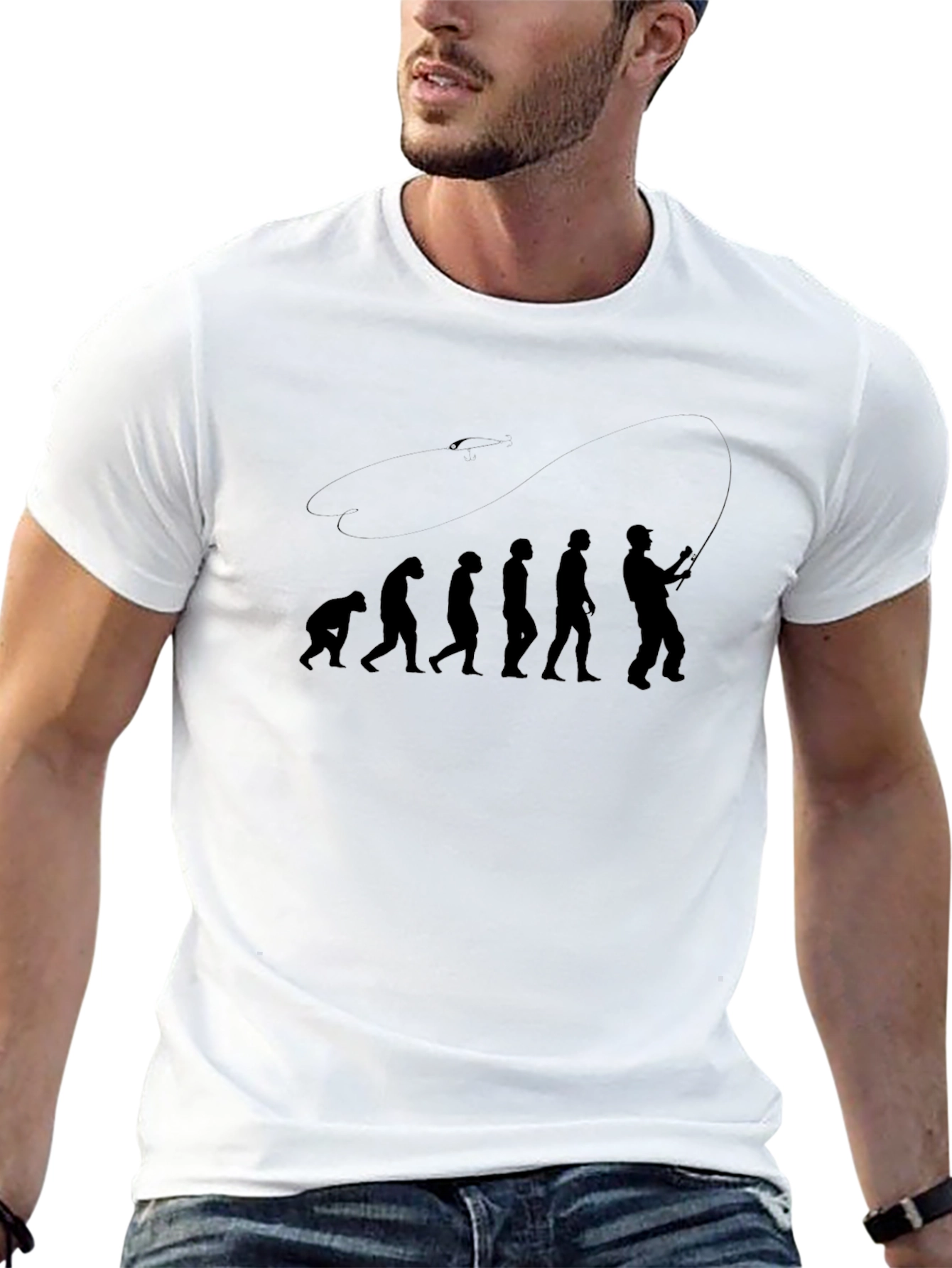 Evolution of Fishing T-Shirt - Black Cotton Tee