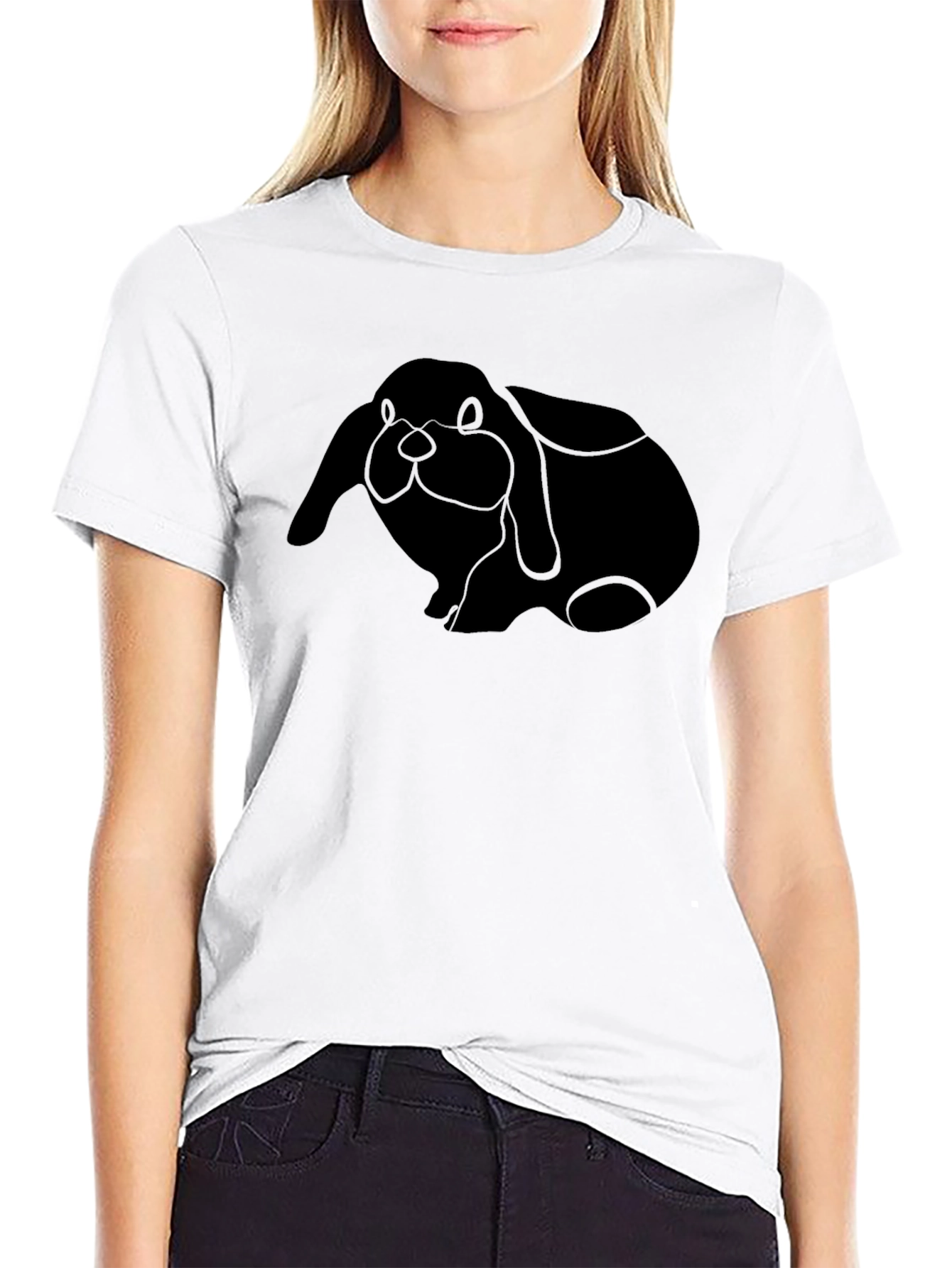 Black Bunny Graphic T-Shirt - Soft Cotton Blend