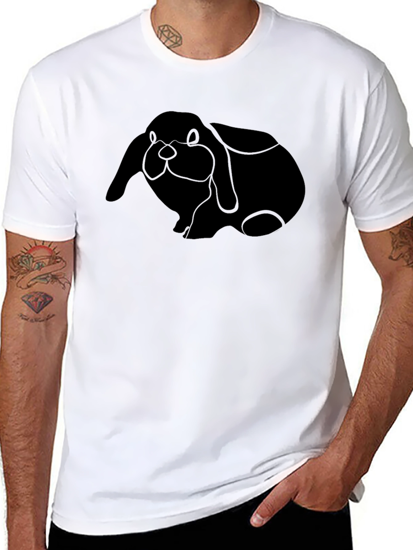 Black Bunny Graphic T-Shirt - Soft Cotton Blend