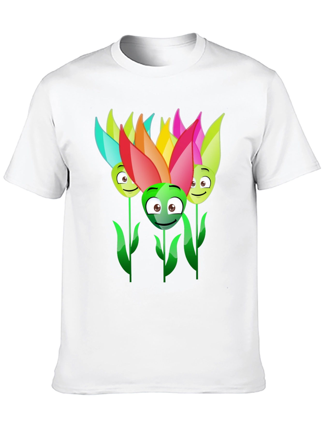 Funny Flower Faces Black T-Shirt