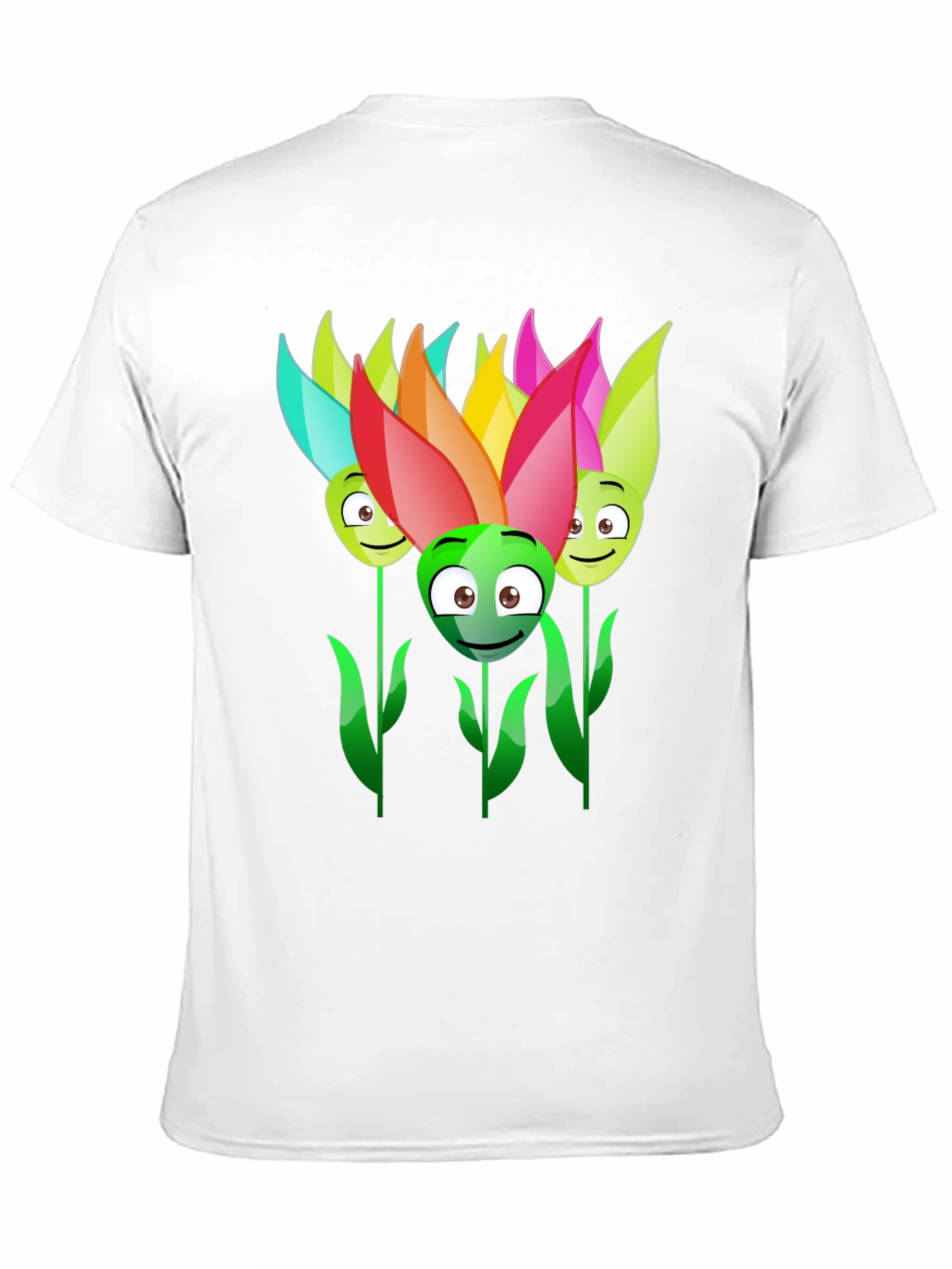Funny Flower Faces Black T-Shirt