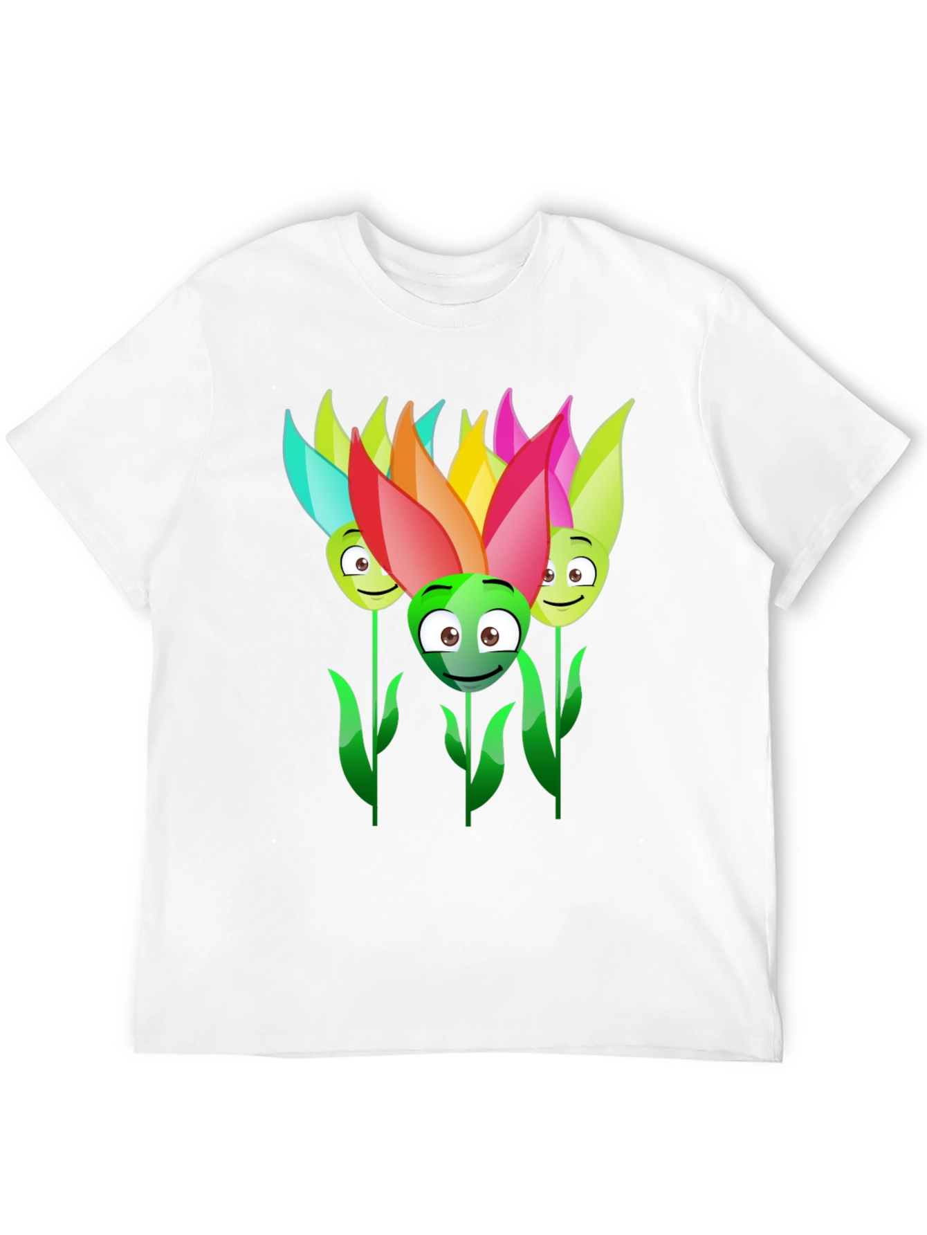 Funny Flower Faces Black T-Shirt