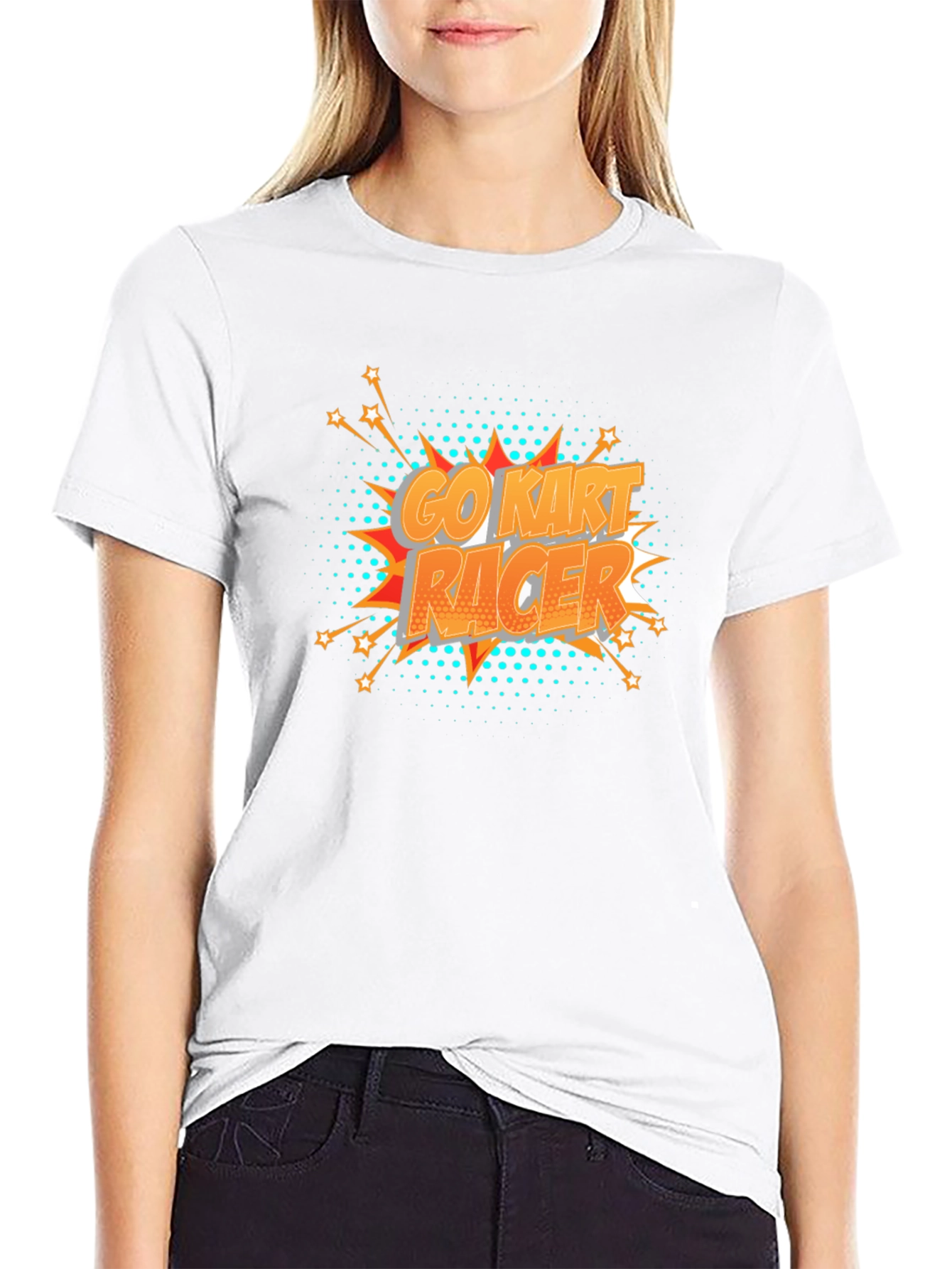 Go Kart Racer Black T-Shirt - Comic Book Style