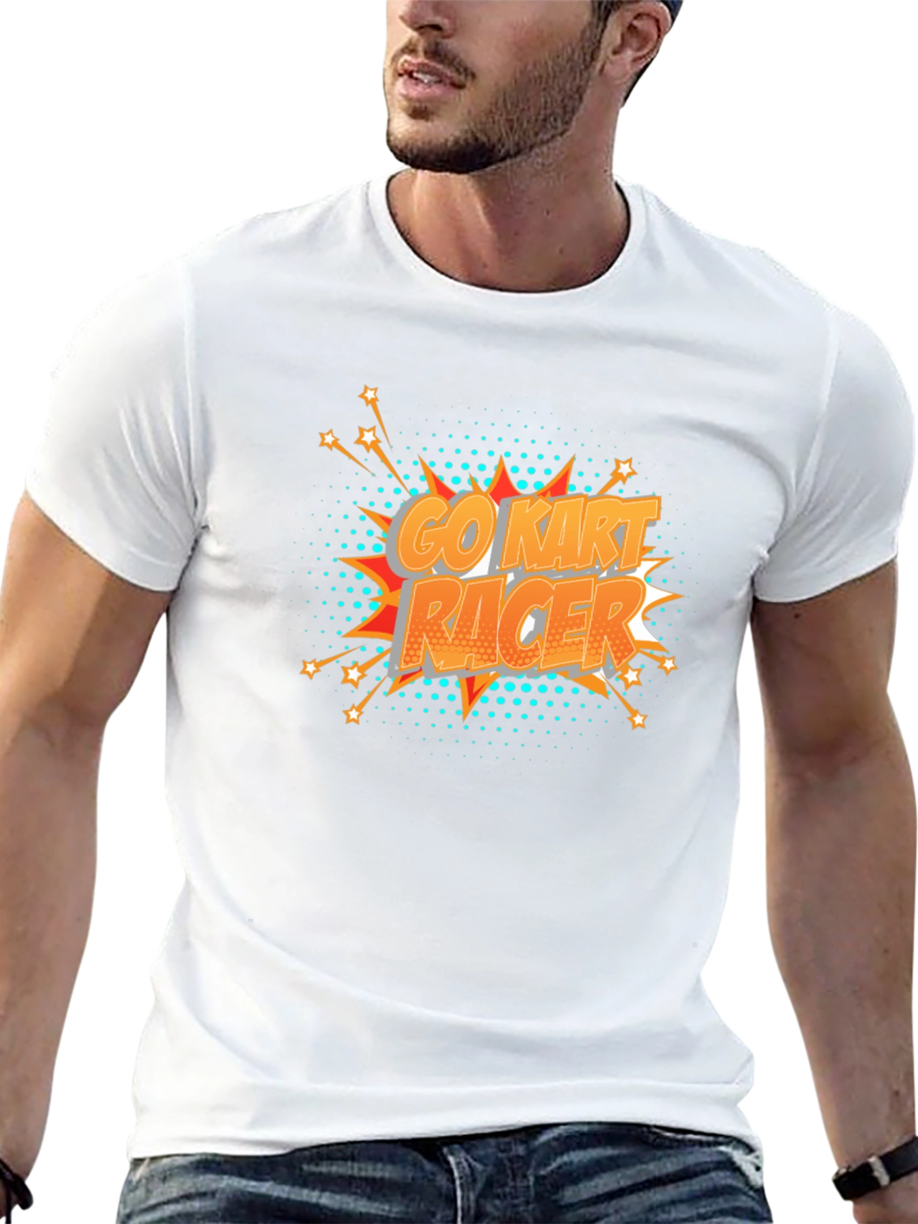 Go Kart Racer Black T-Shirt - Comic Book Style