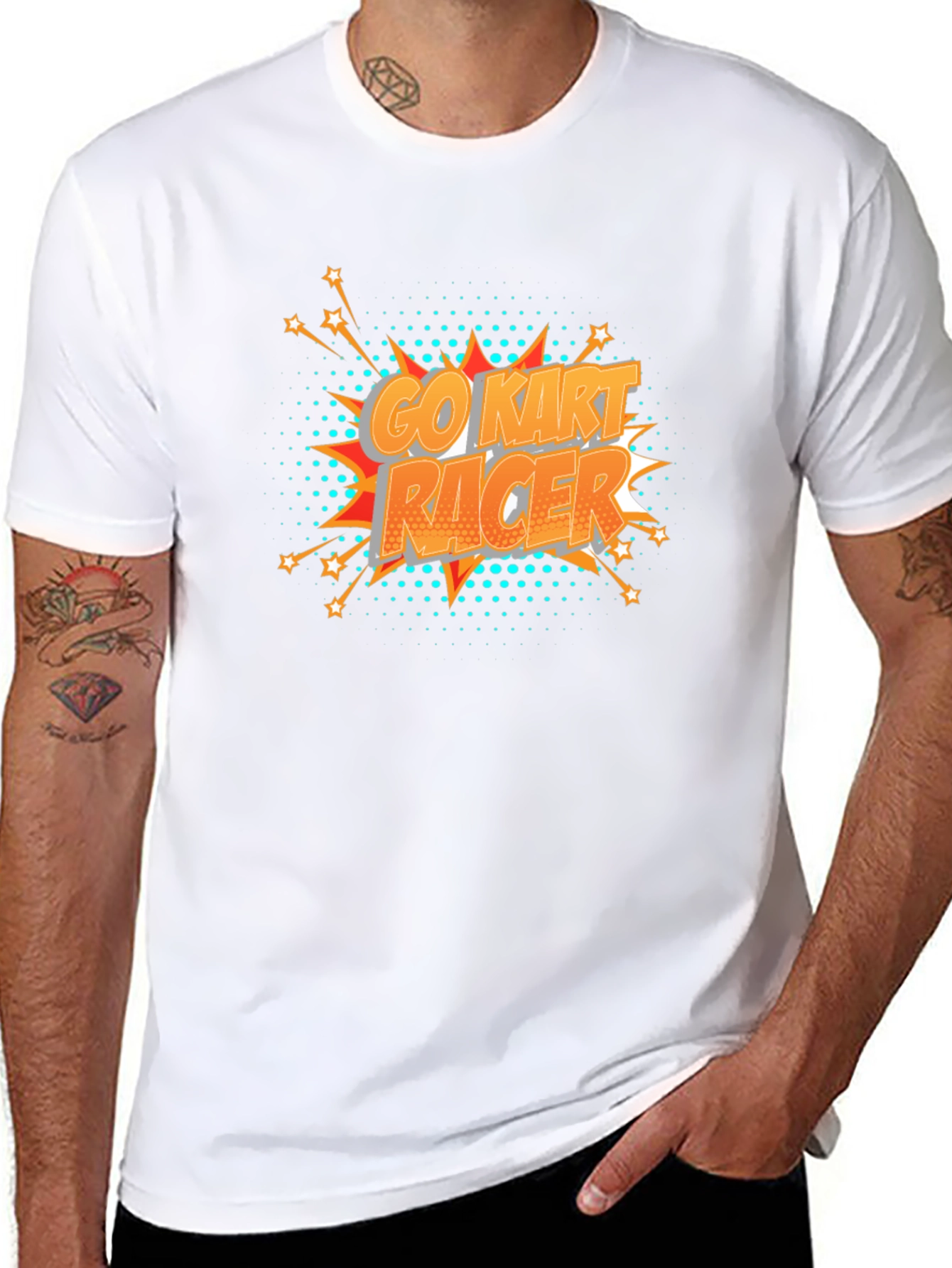 Go Kart Racer Black T-Shirt - Comic Book Style