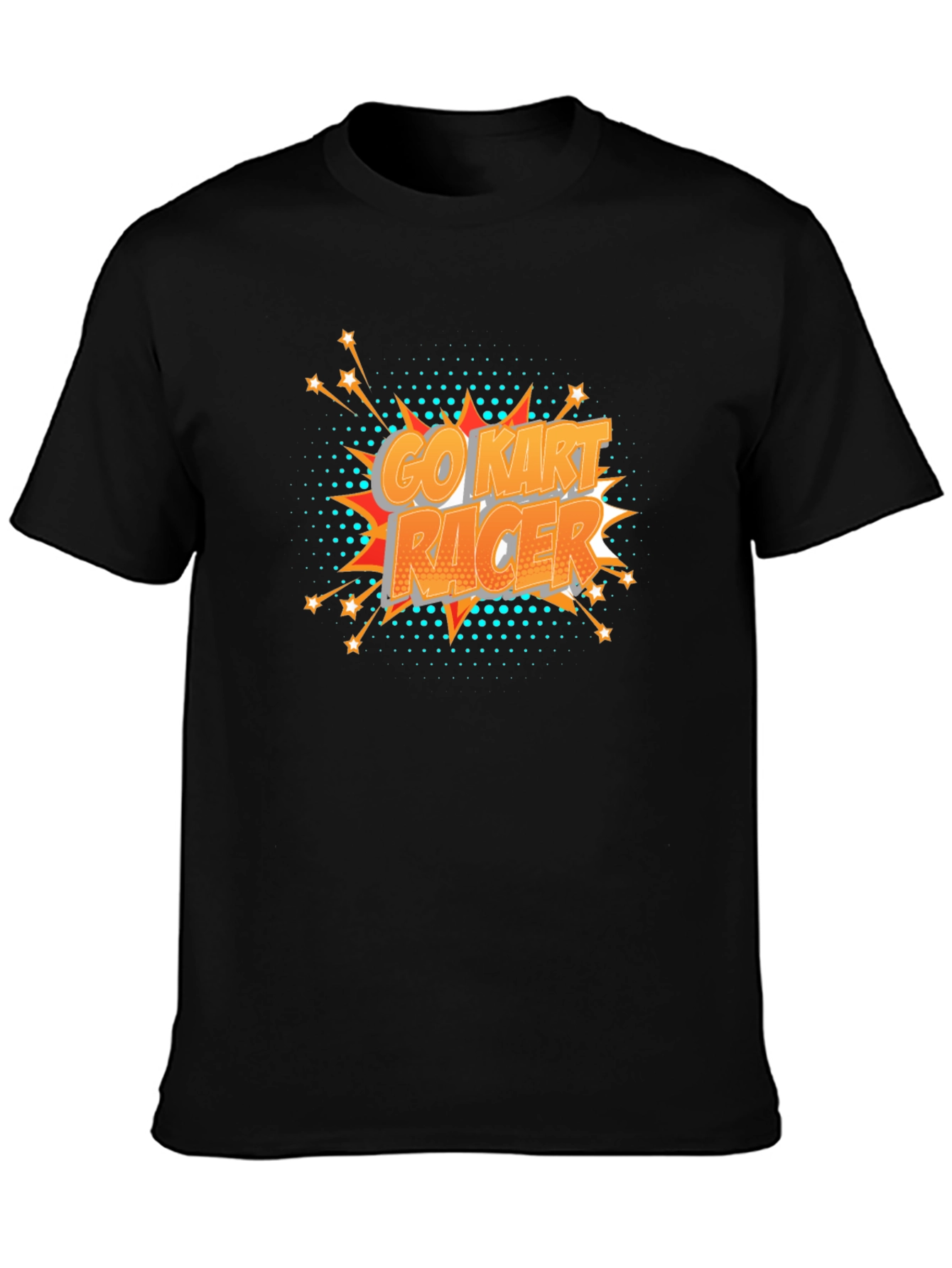 Go Kart Racer Black T-Shirt - Comic Book Style