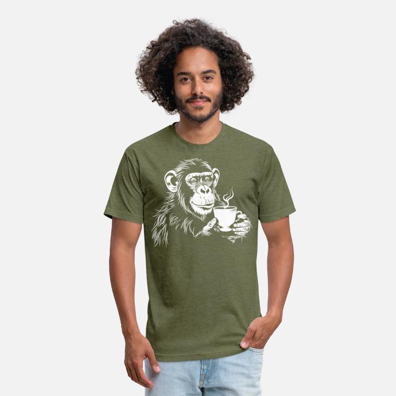 Funny Animals Monkey with Coffee Design