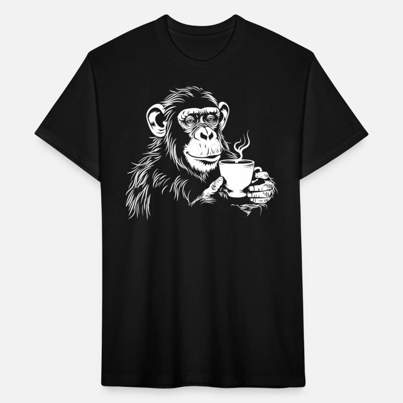 Funny Animals Monkey with Coffee Design