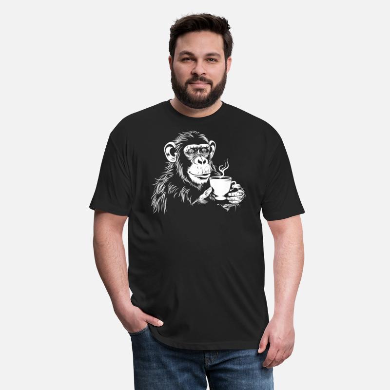 Funny Animals Monkey with Coffee Design