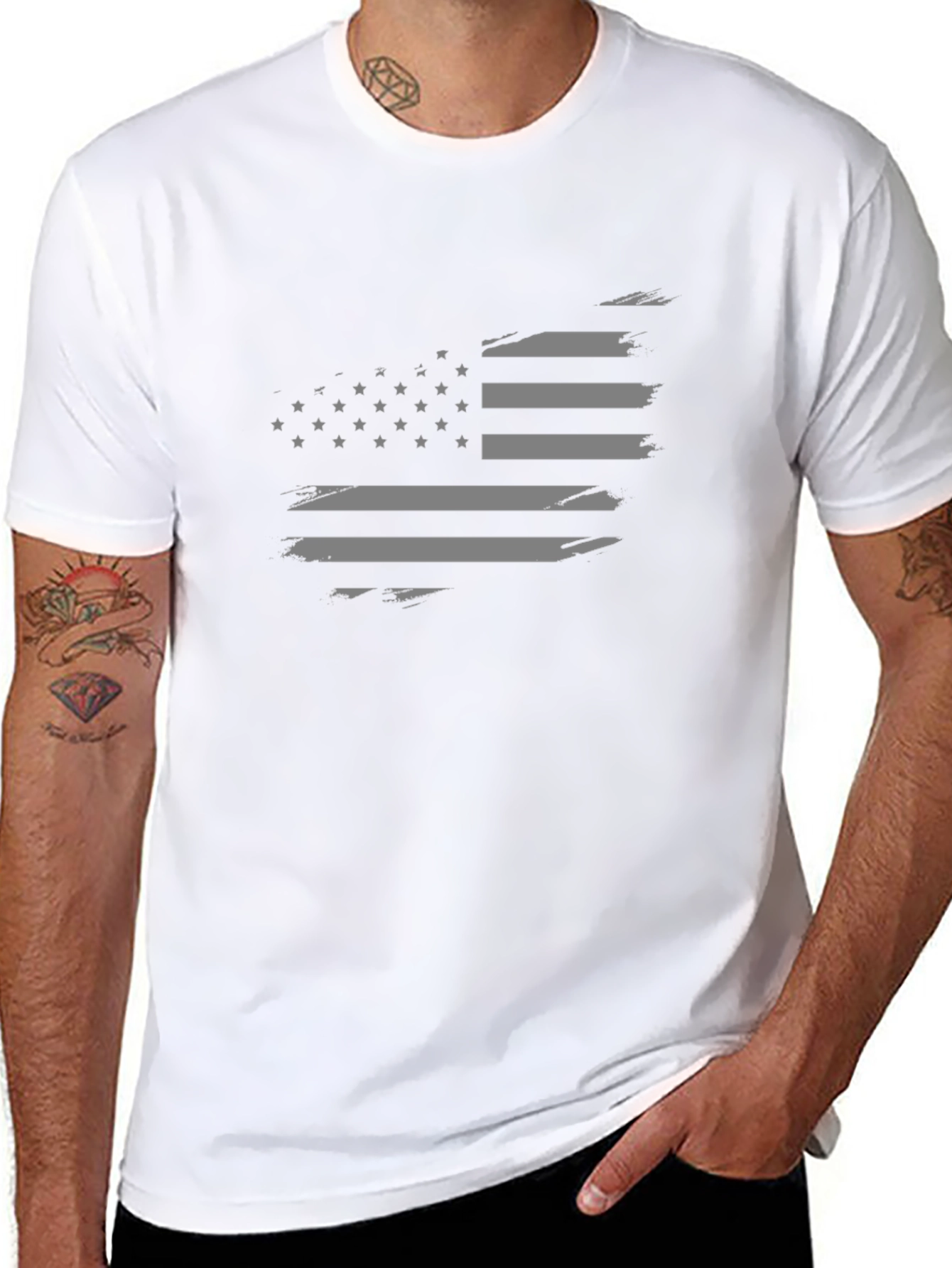 Distressed American Flag Graphic Tee - Patriotic Style