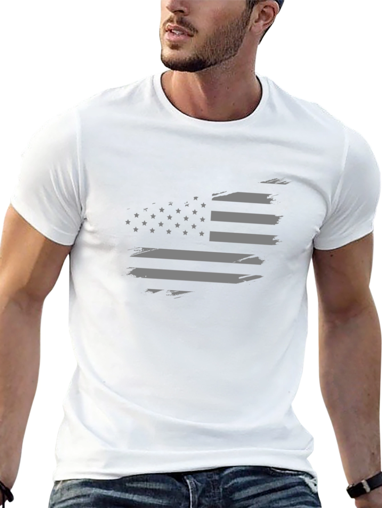Distressed American Flag Graphic Tee - Patriotic Style