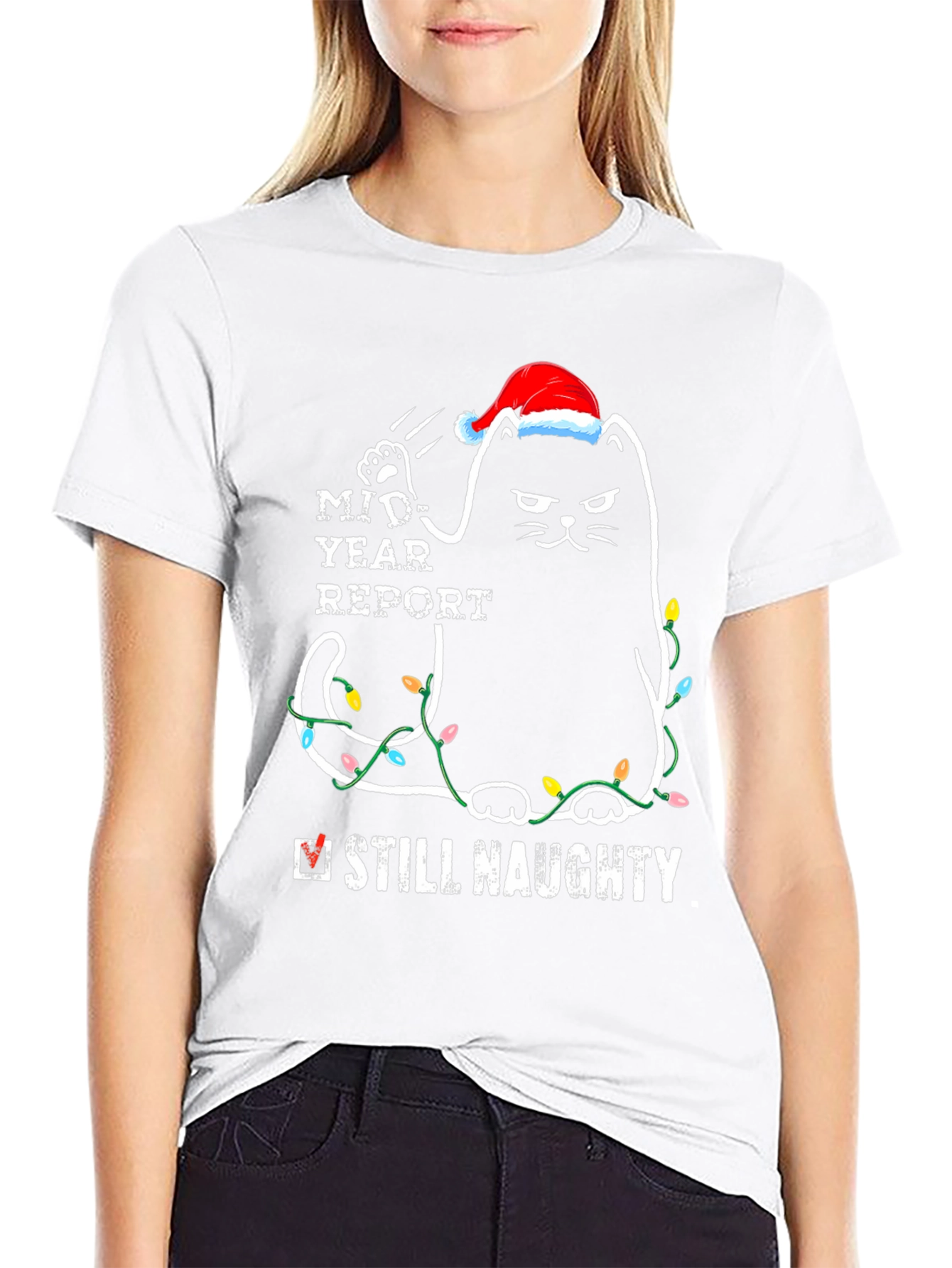Naughty Cat Christmas T-Shirt