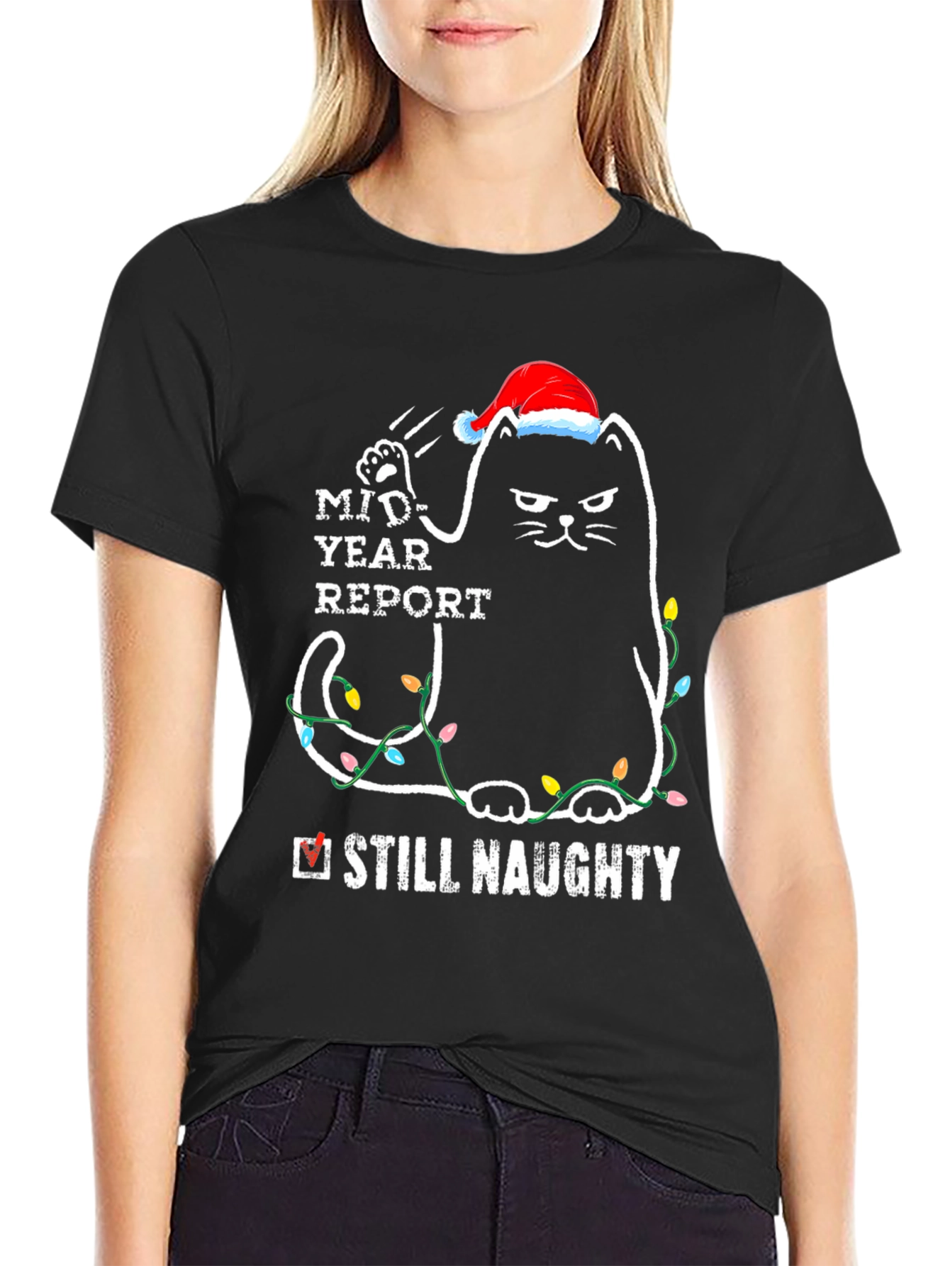 Naughty Cat Christmas T-Shirt