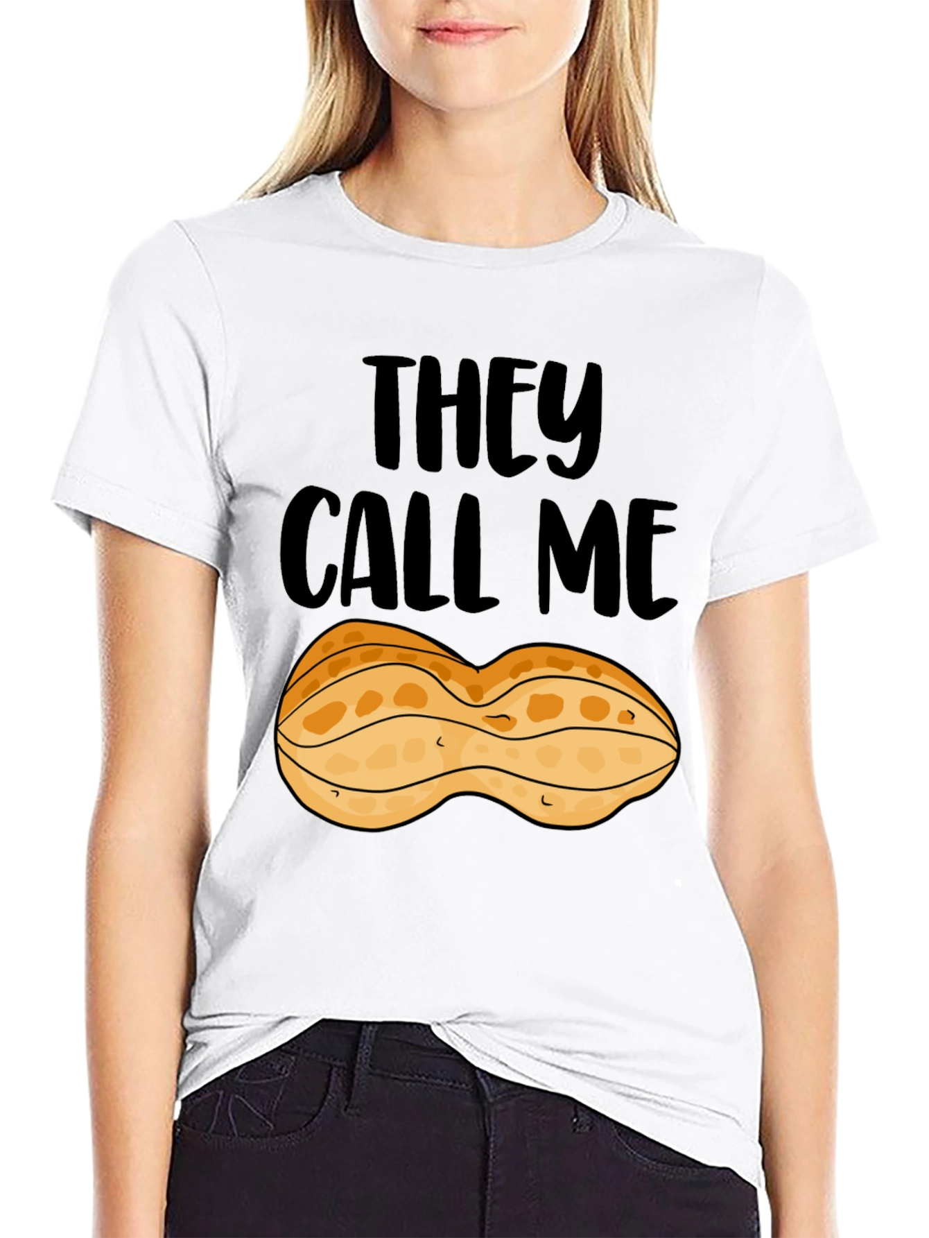 Peanut They Call Me Graphic Tee - Black