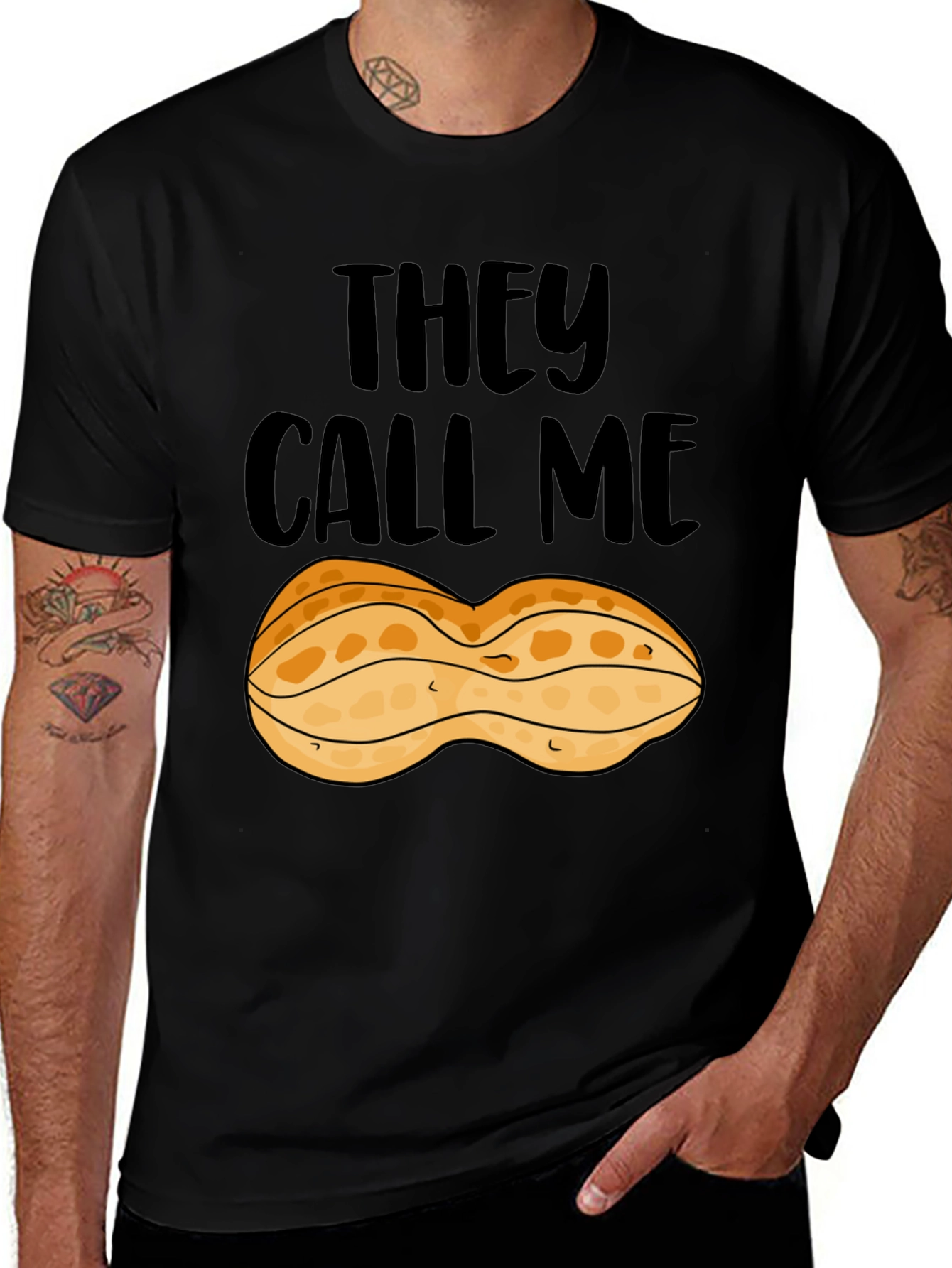 Peanut They Call Me Graphic Tee - Black