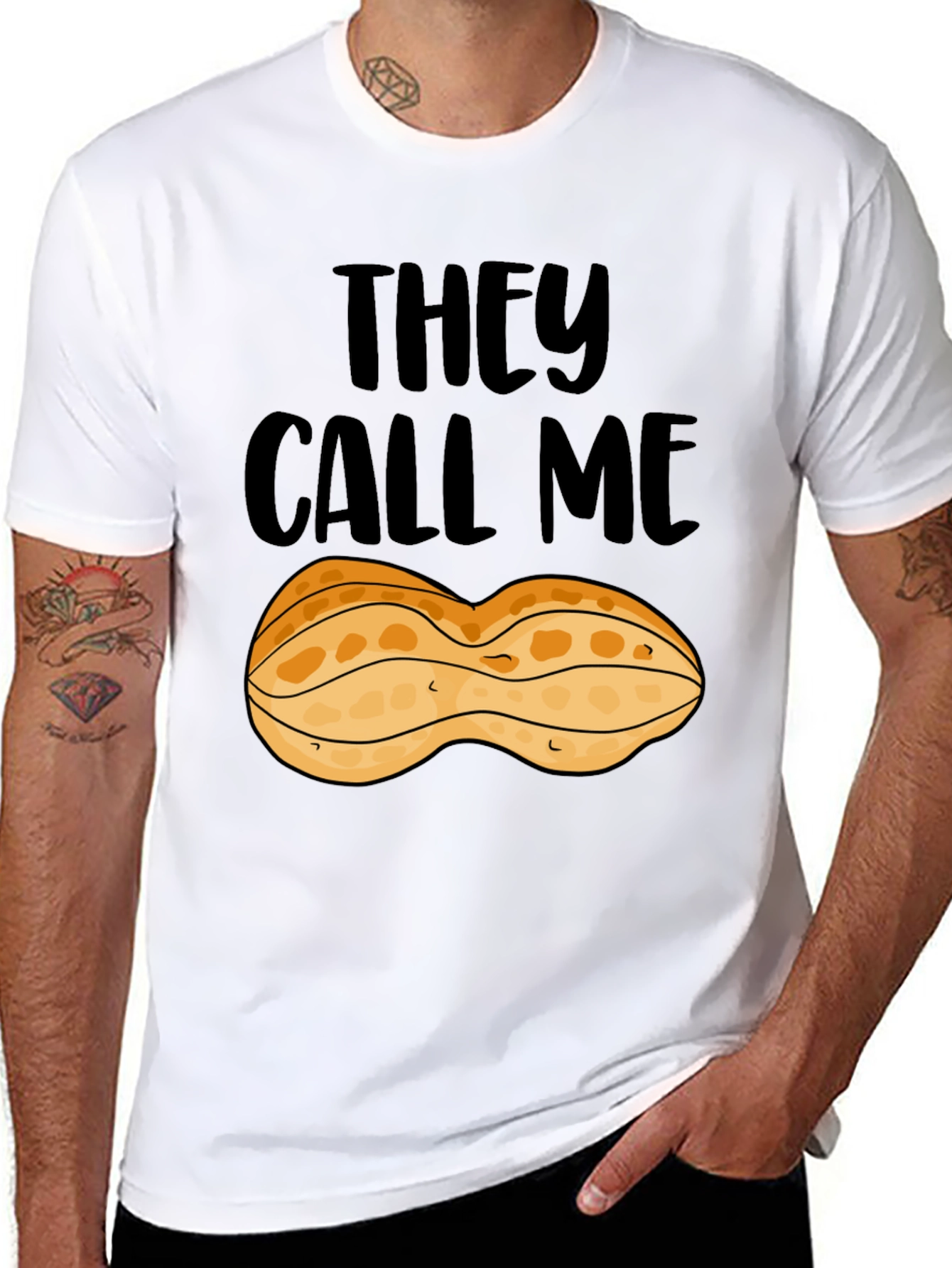 Peanut They Call Me Graphic Tee - Black