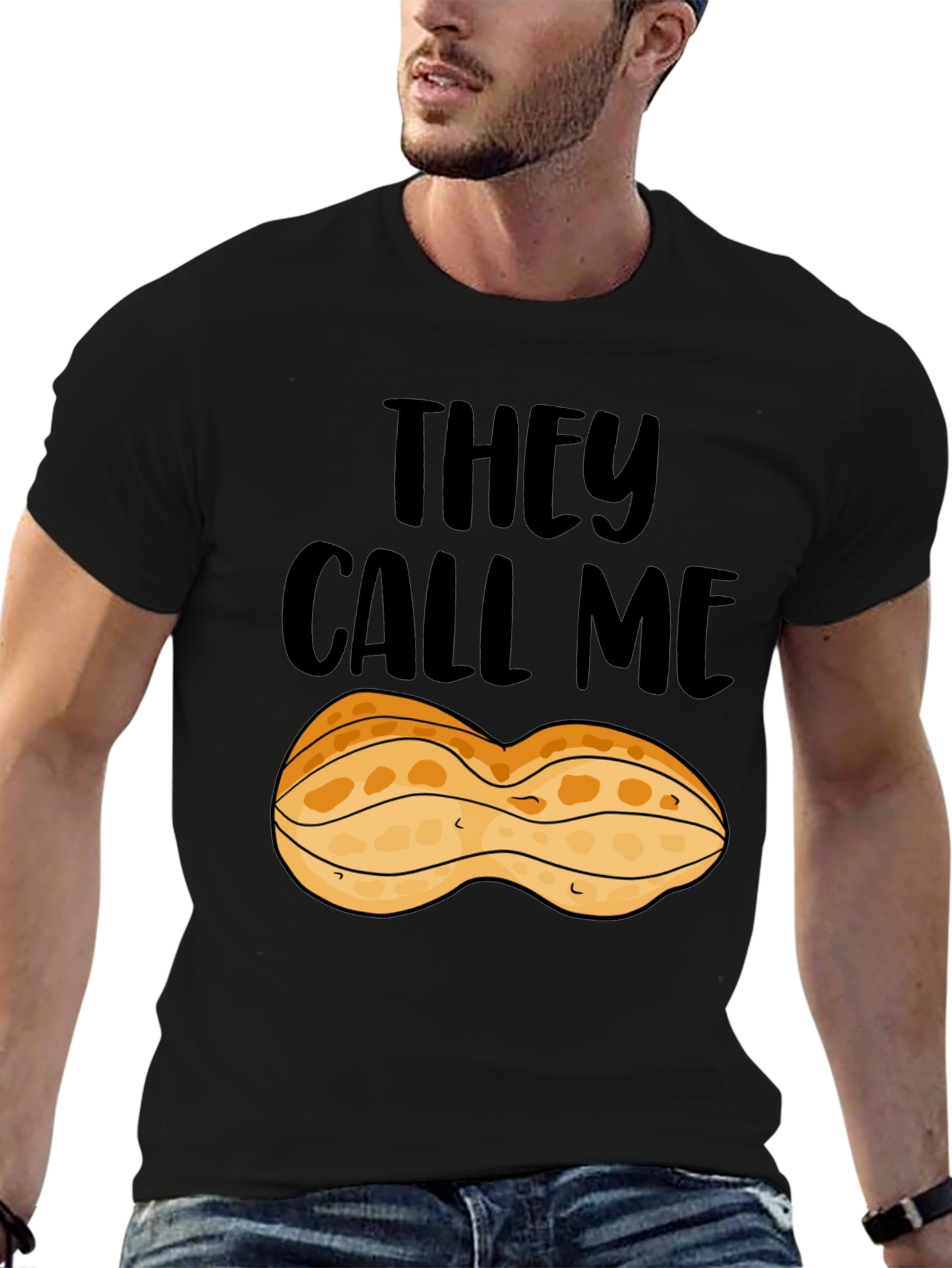Peanut They Call Me Graphic Tee - Black
