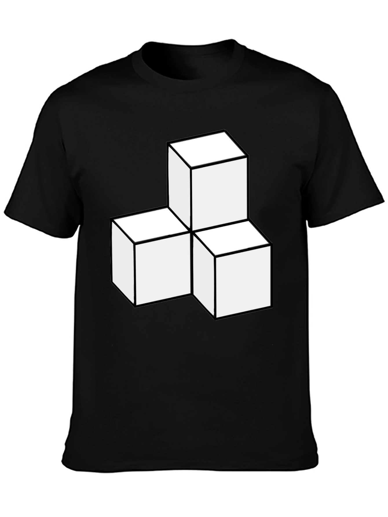 Geometric Cube Graphic Tee - Modern Black T-Shirt
