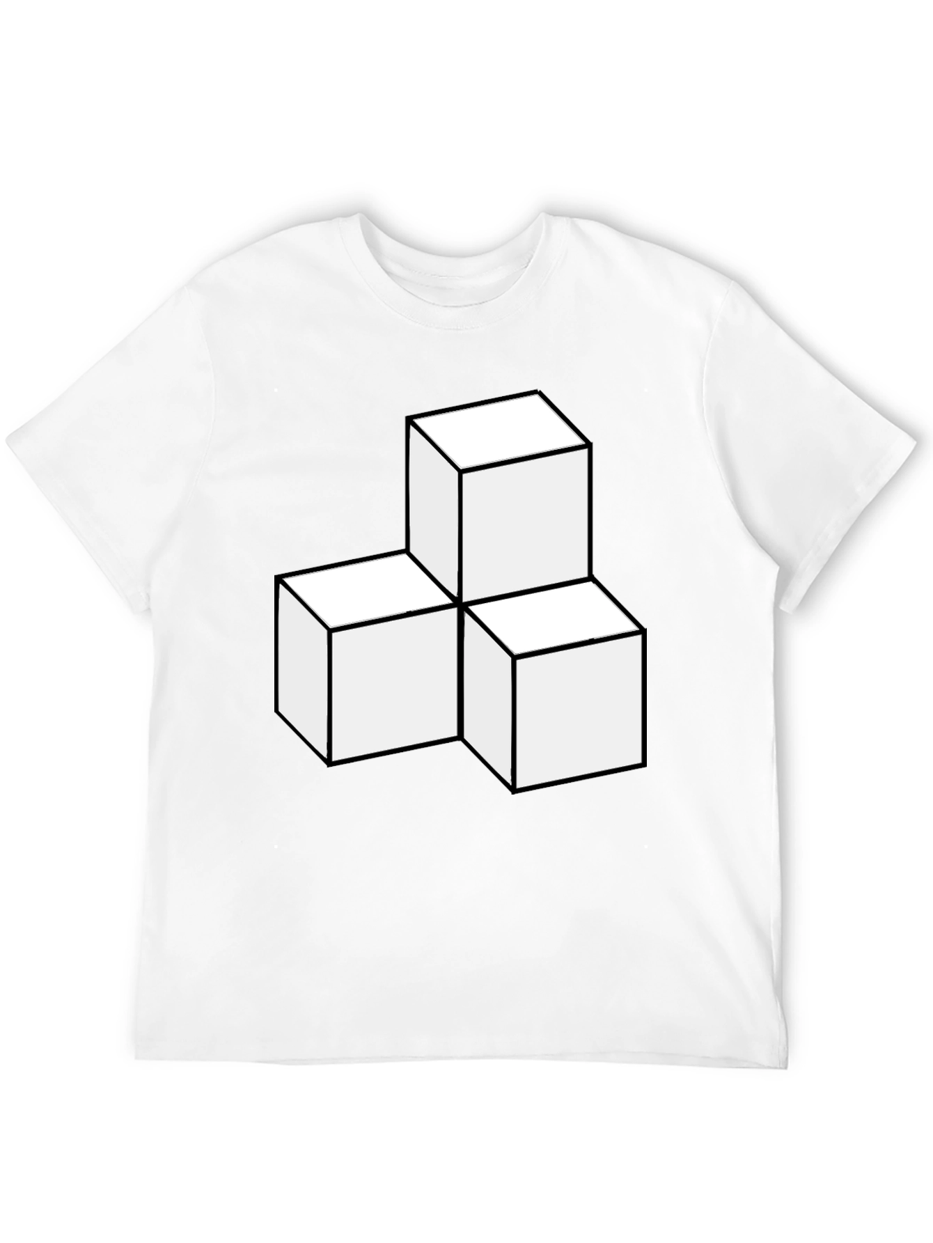 Geometric Cube Graphic Tee - Modern Black T-Shirt